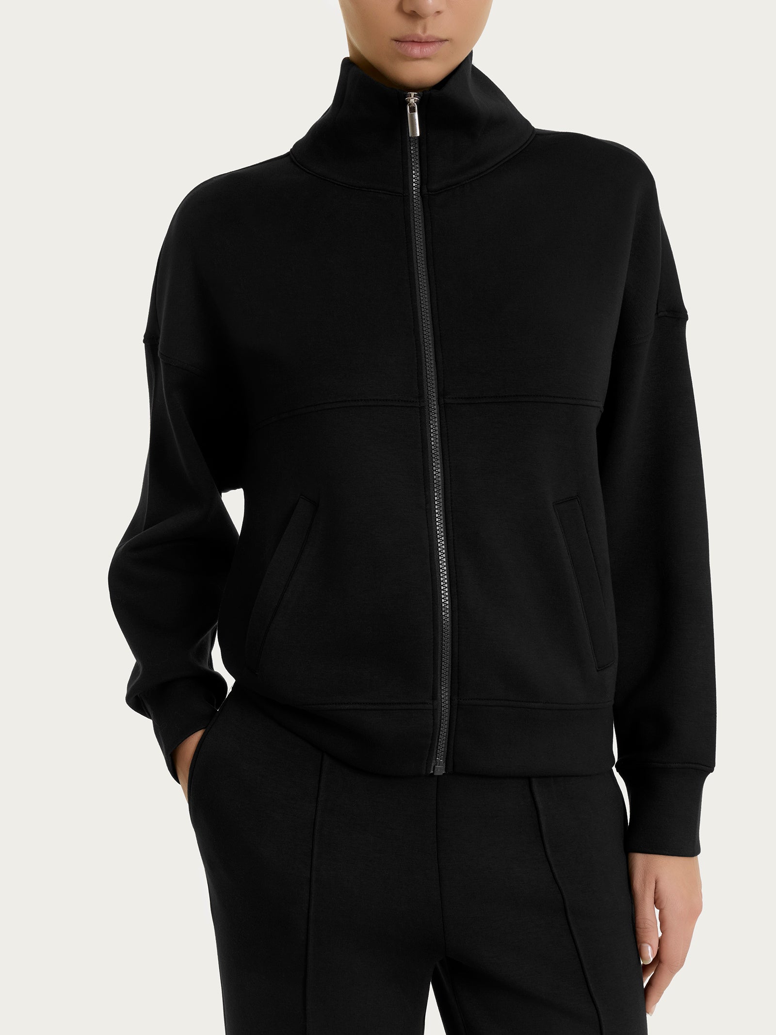 Ragno Homewear Giacca giacchina nera scuba con zip