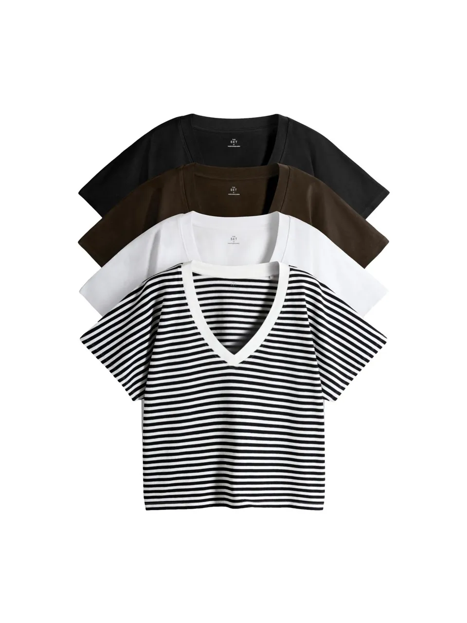 Geo Next THE SET T-Shirt Scollo V Donna 4 Pezzi Tessuto Pesante