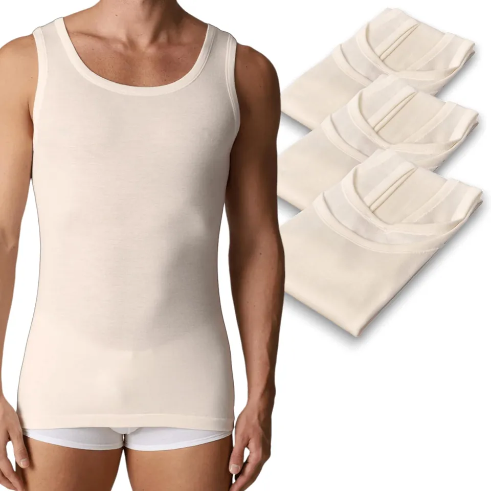 Lady C Canotta Intima Uomo Spalla Larga Lana e Cotone 3 Pezzi