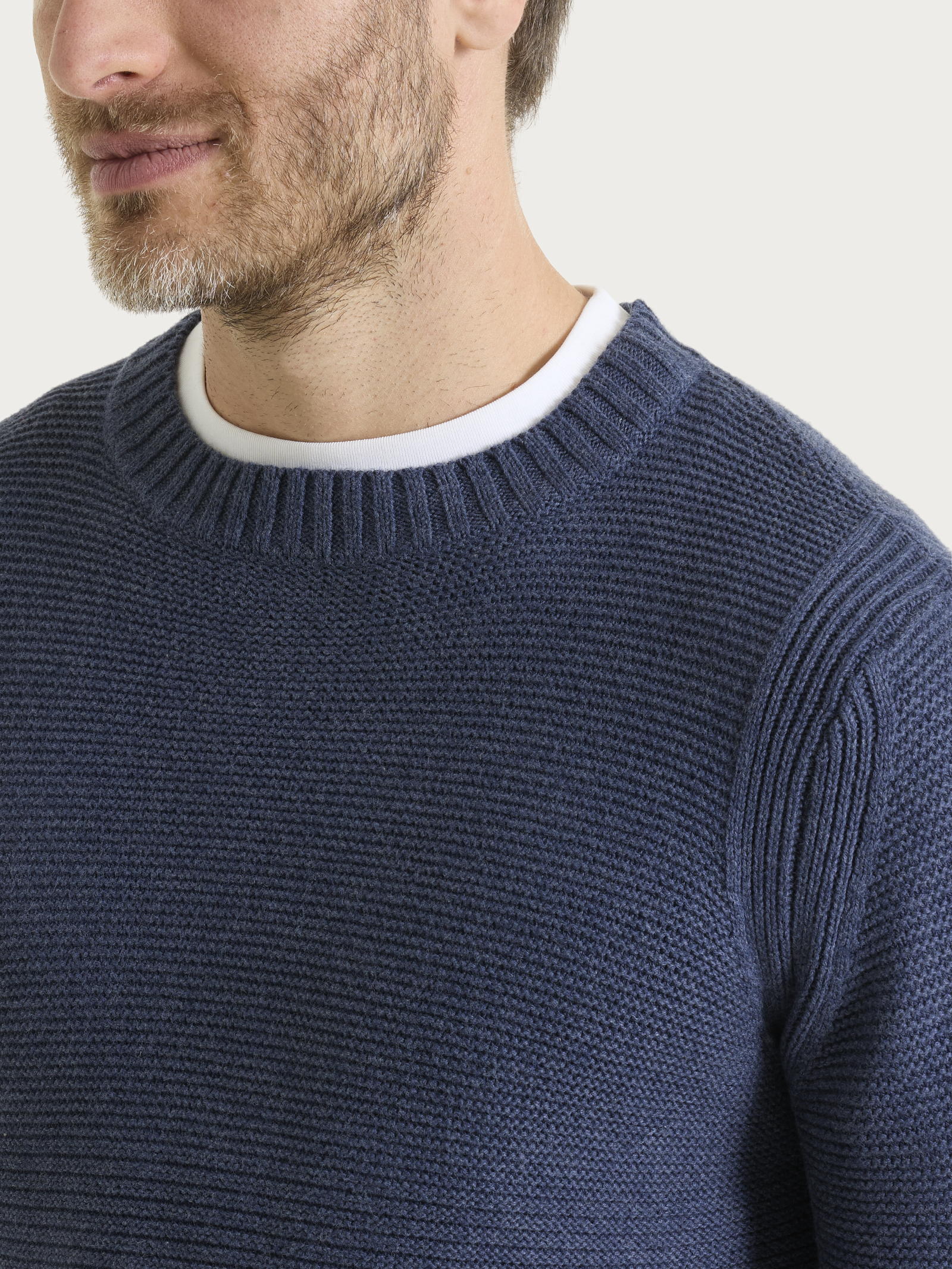 Ragno Winter Cotton Pullover Girocollo Uomo Avio Cotone