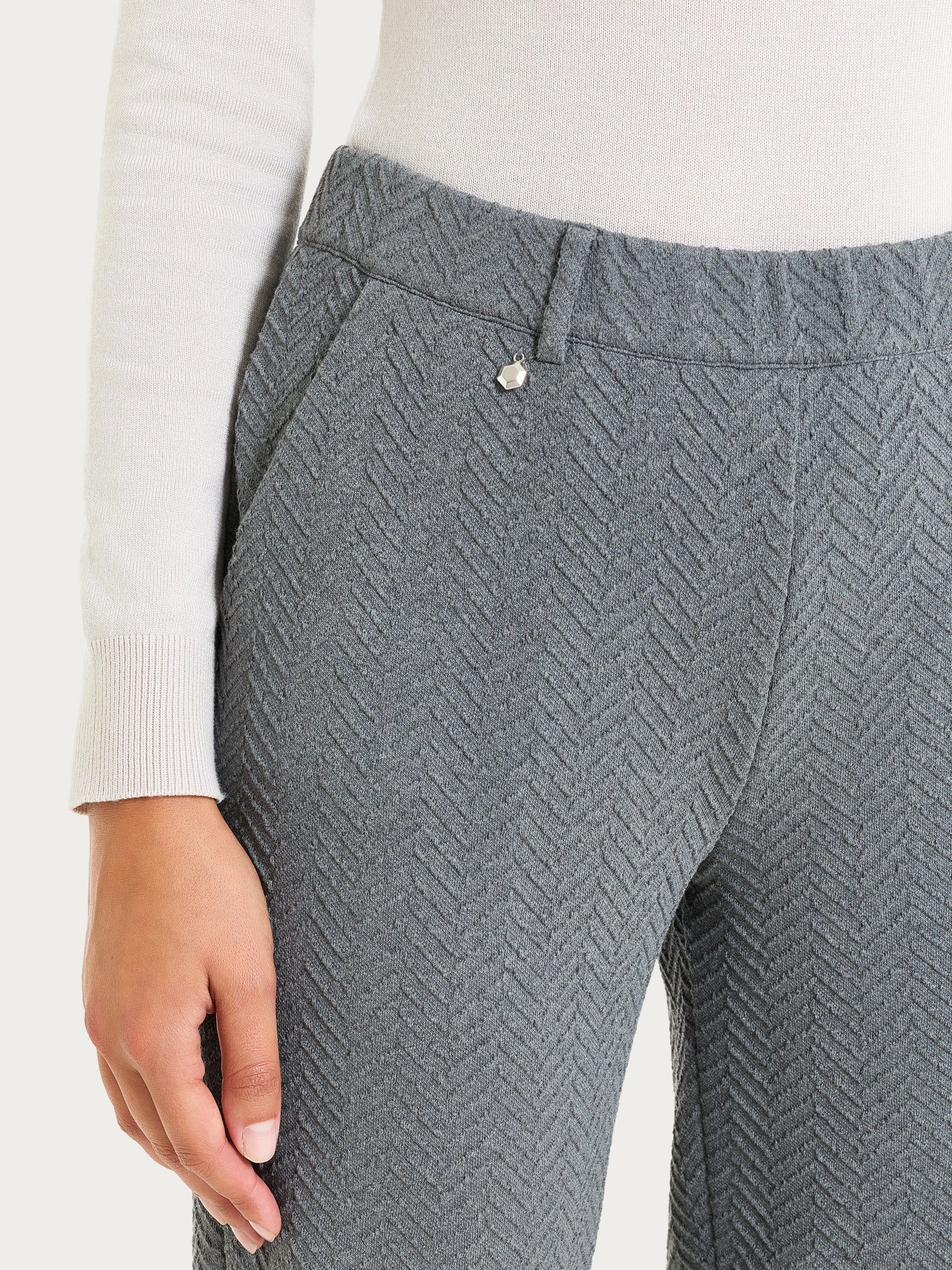 Ragno Eco Jacquard pantalone dritto donna grigio mel spina pesce