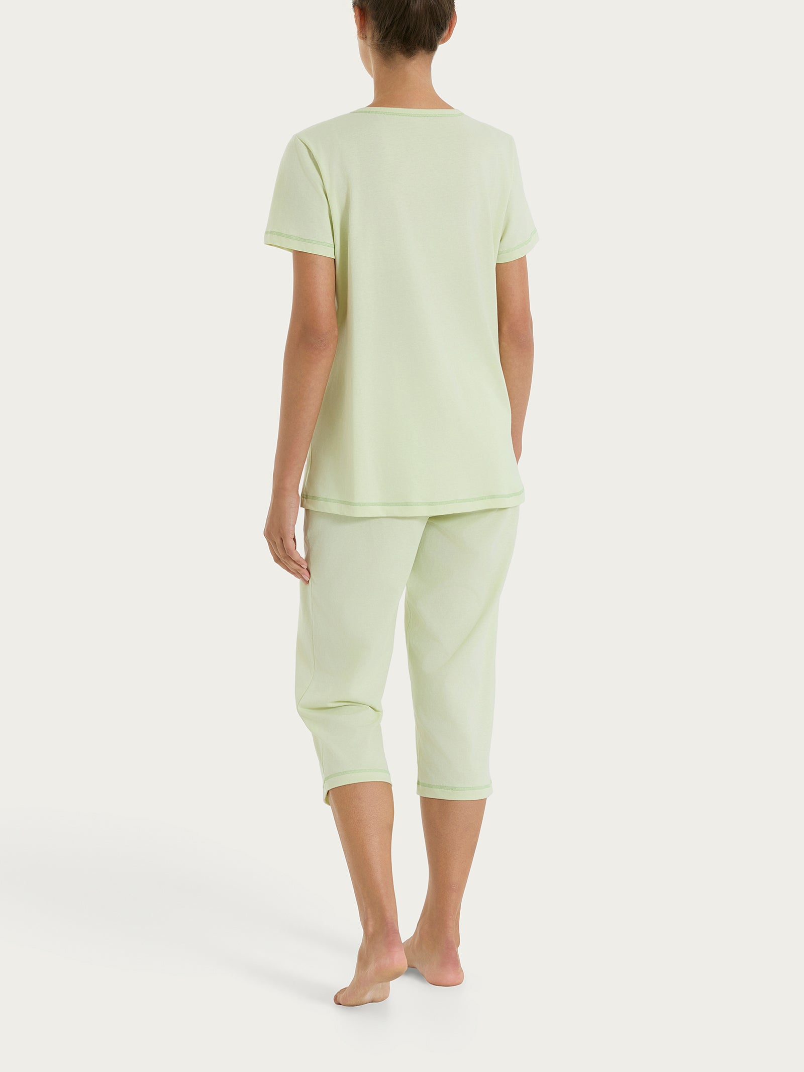 Ragno Jersey Cotone Pigiama Pinocchietto White Jade