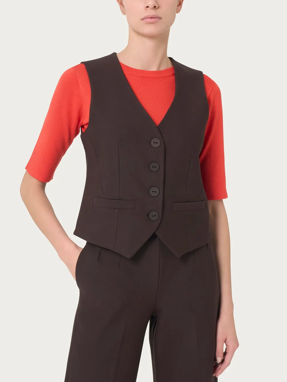 Ragno Compact Gilet Quattro Bottoni Chocolate Torte Elasticizzato