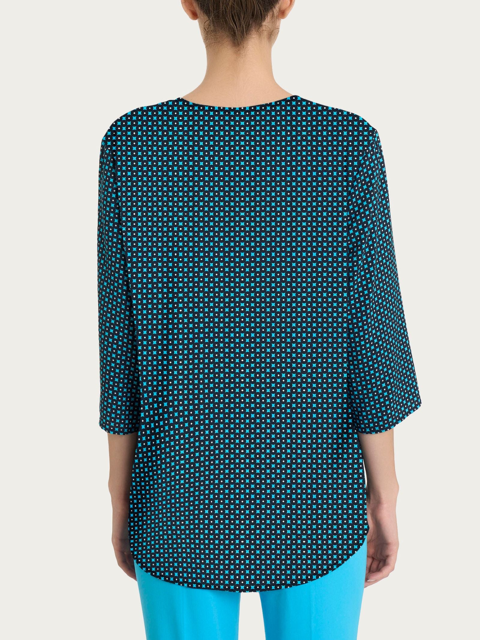 Ragno Ecoseta Blusa Scollo V Viscosa Fant. Aquarius