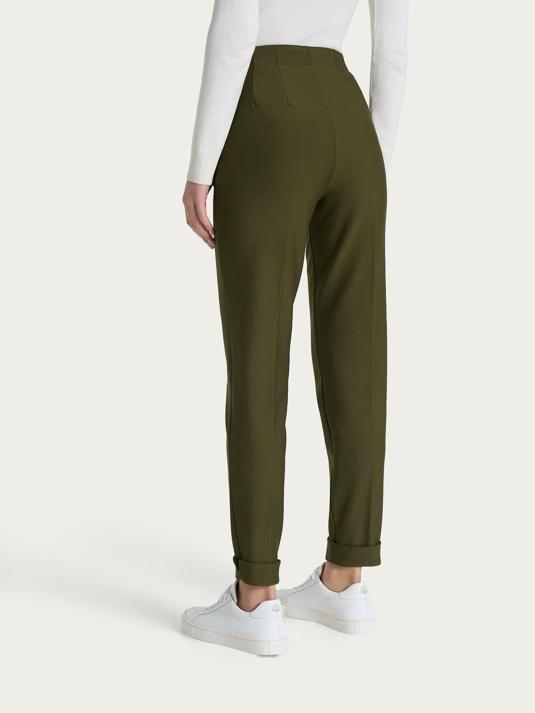 Ragno Compact Pantalone Carrot donna Dark Olive tapered