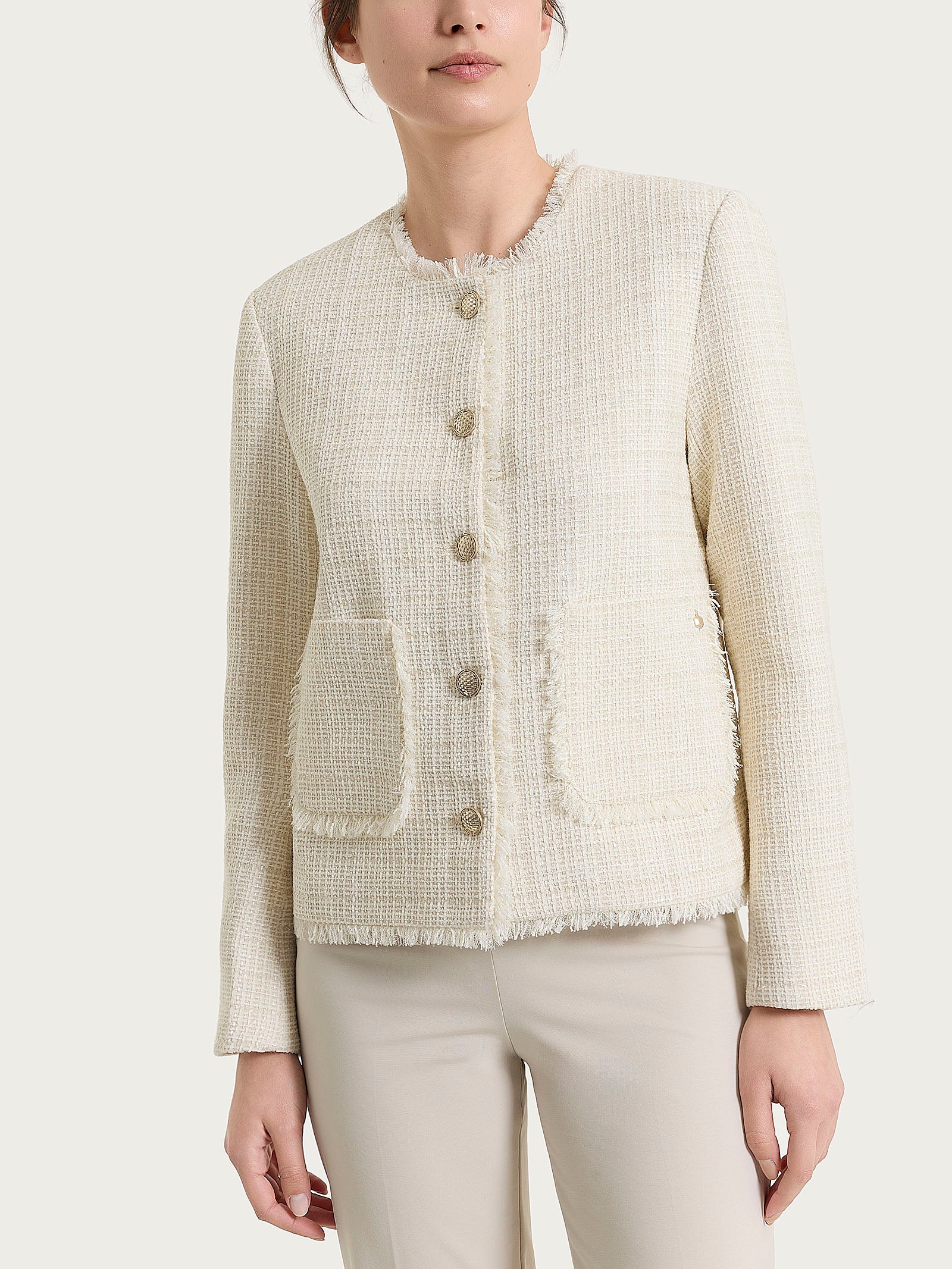 Ragno Compact giacca corta bouclé Avorio