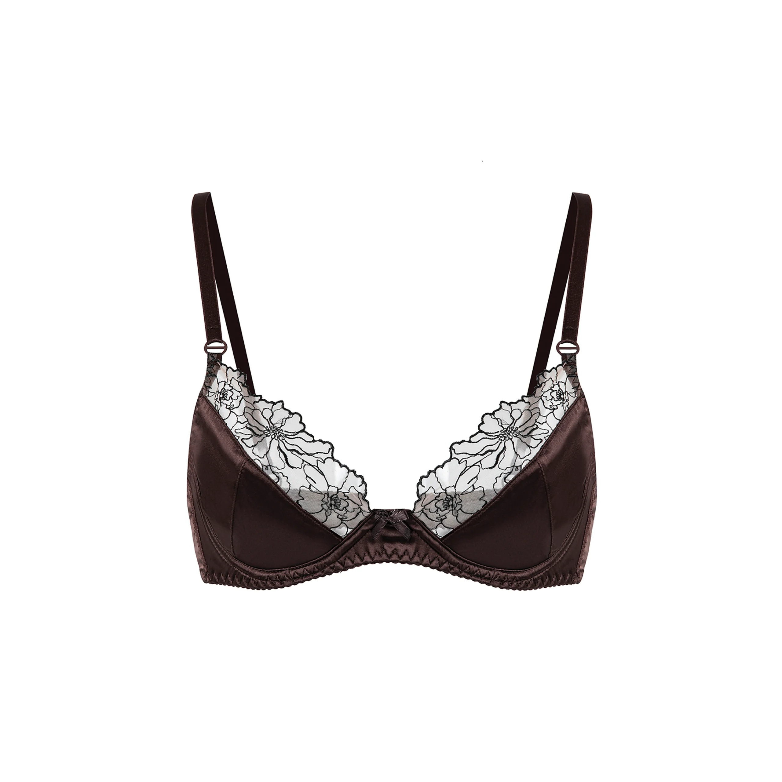Maria Grazia Severi set reggiseno e tanga satin pizzo marrone