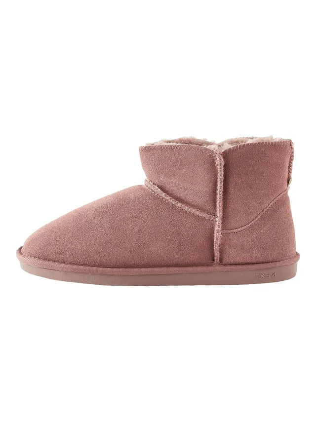 Next Pantofole Stivaletto Camoscio Pelliccia Donna Calde Casa