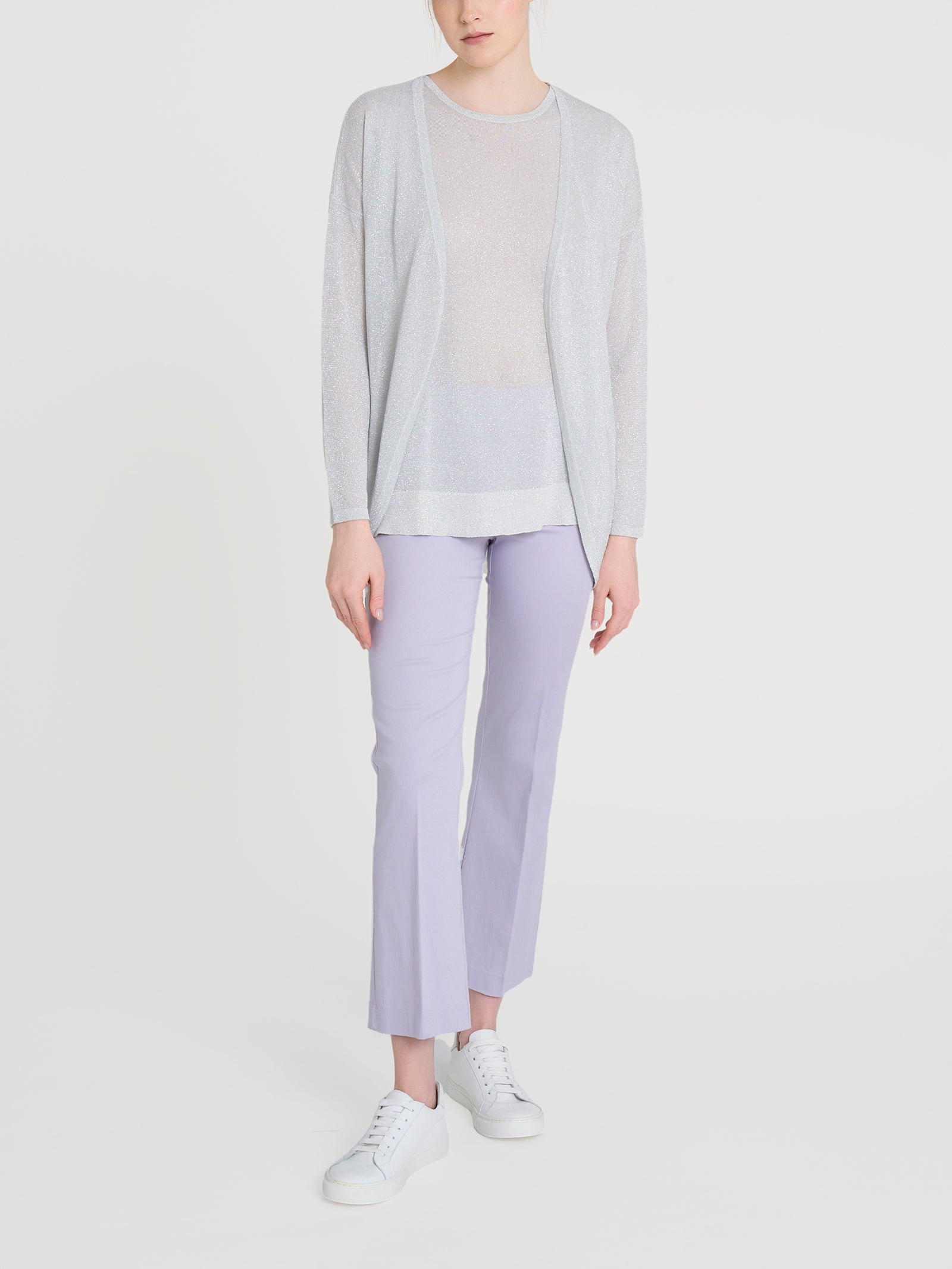 Ragno Viscosa Summer cardigan Bianco crêpe lurex aperto