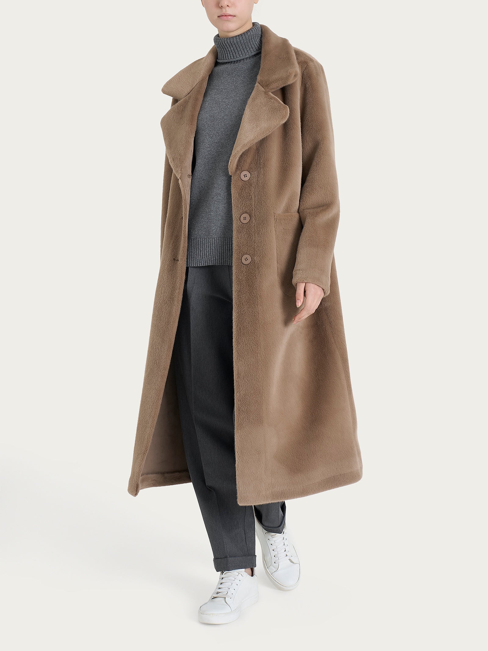 Ragno cappotto lungo double-face Vegan Shearling marrone