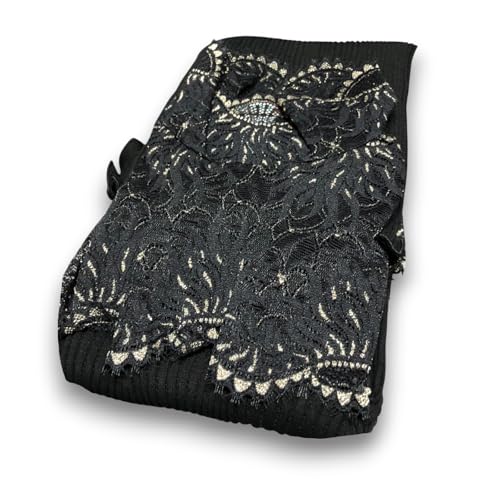 Lady C Plisse EGI Collo Pizzo Dorato maglia nero manica lunga calda