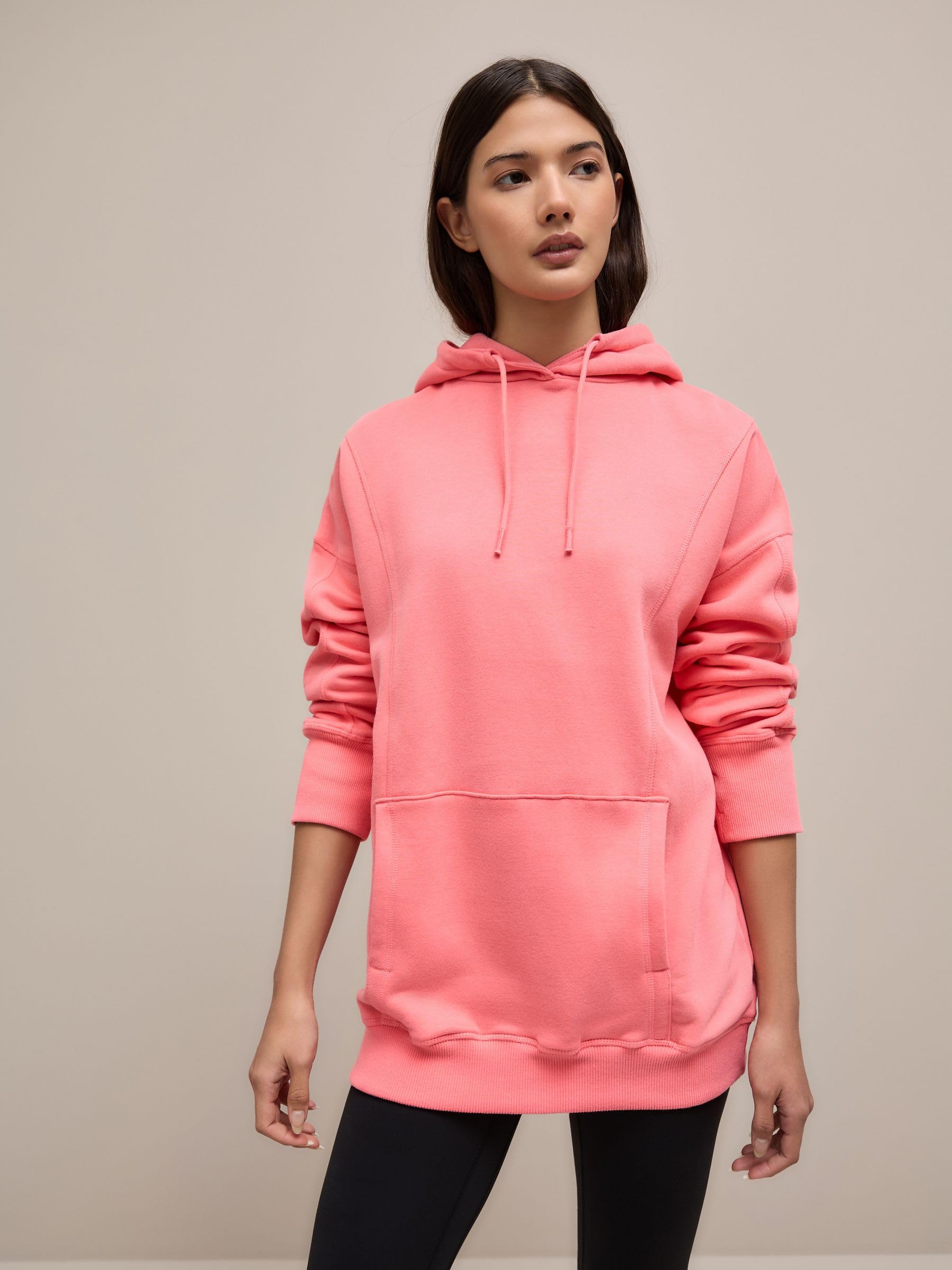 NEXT Lunga Cappuccio Rilassata Felpa Donna S Rosa Vestibilità Comoda