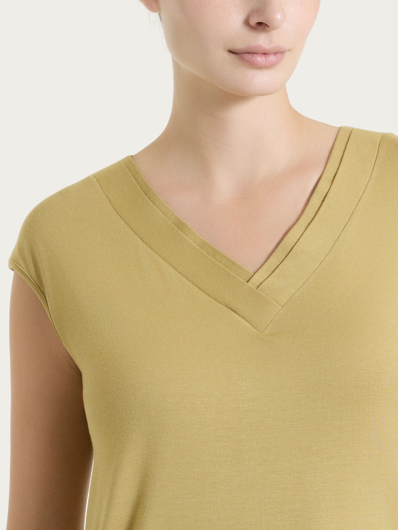 Ragno Viscosa Summer T-shirt Donna Scollo V Khaki