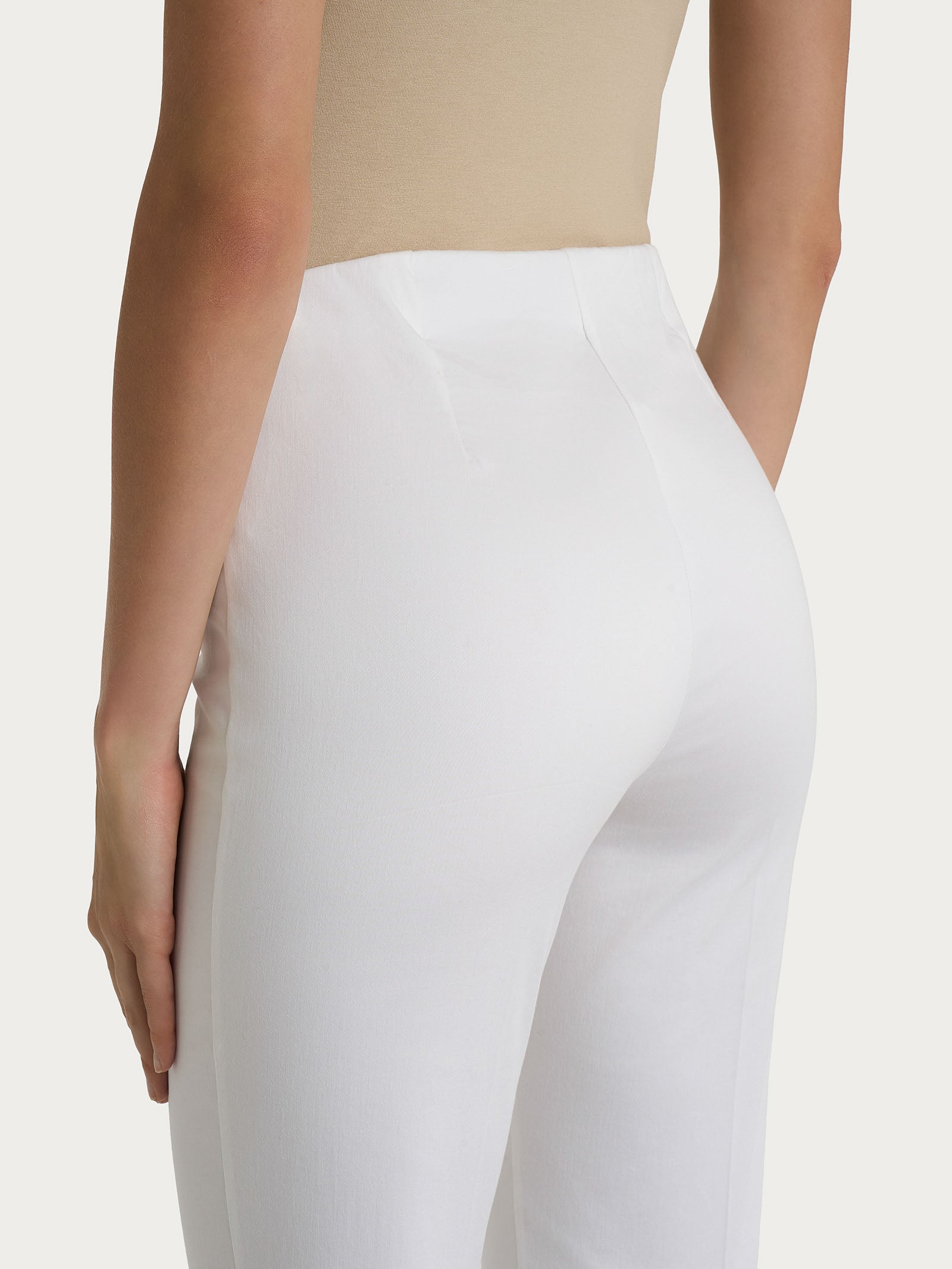 Ragno Satin Power Pantalone Sigaretta Skinny Bianco Cotone