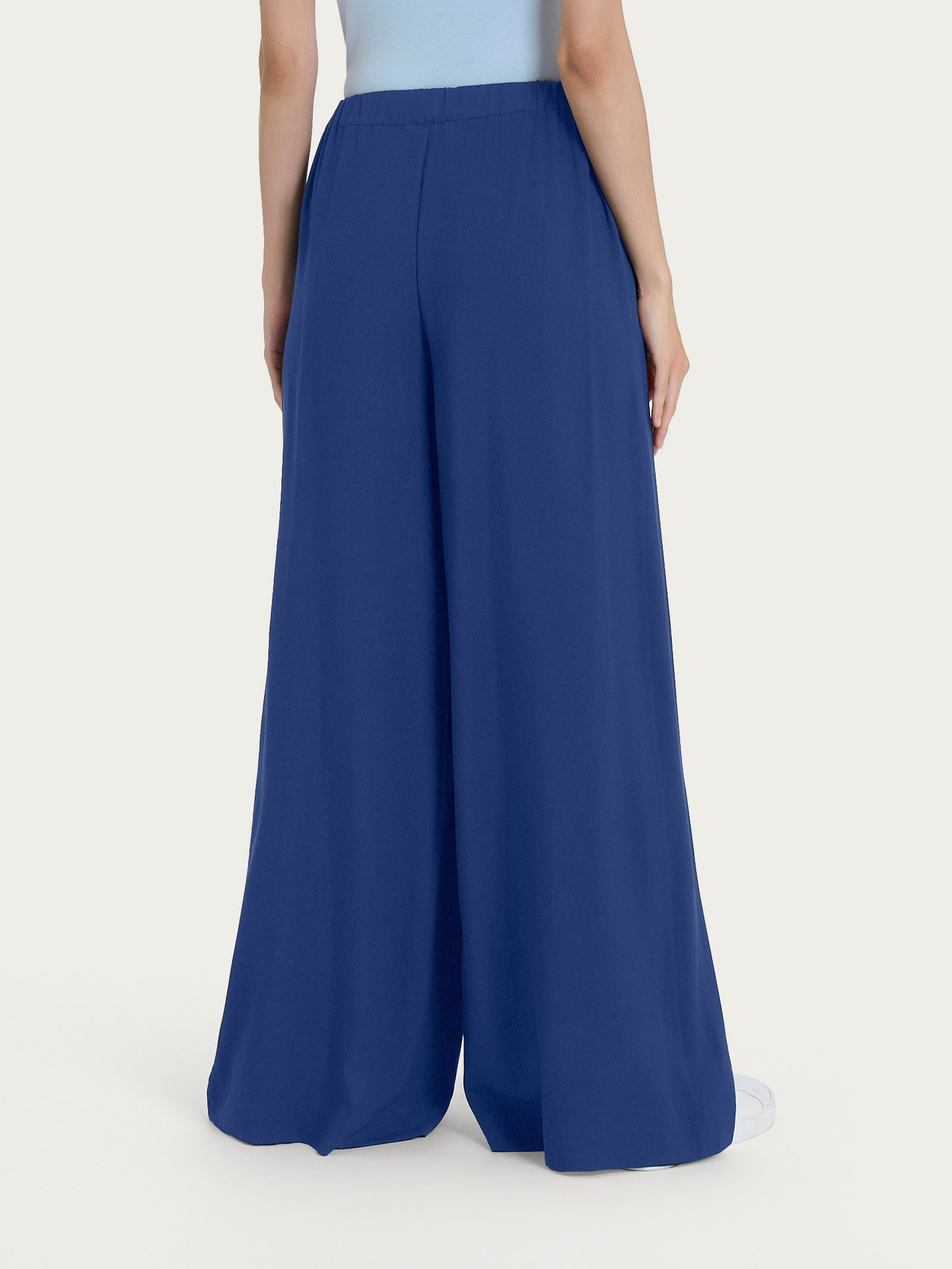 Ragno EcoSeta Palazzo pantalone Blueberry viscosa con tasche