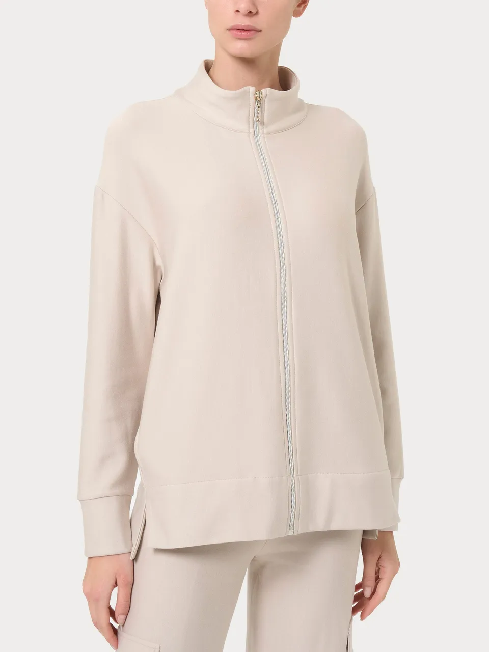 Ragno Eco Techno Fleece felpa zip Champignon viscosa