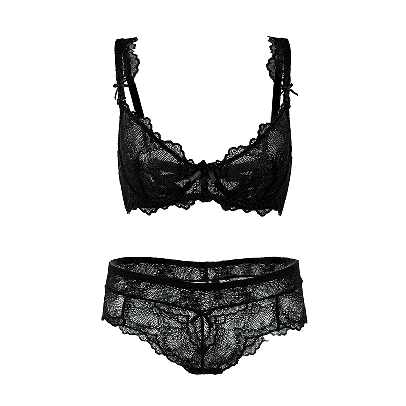 Maria Grazia Severi Floral Lace reggiseno balconcino nero pizzo