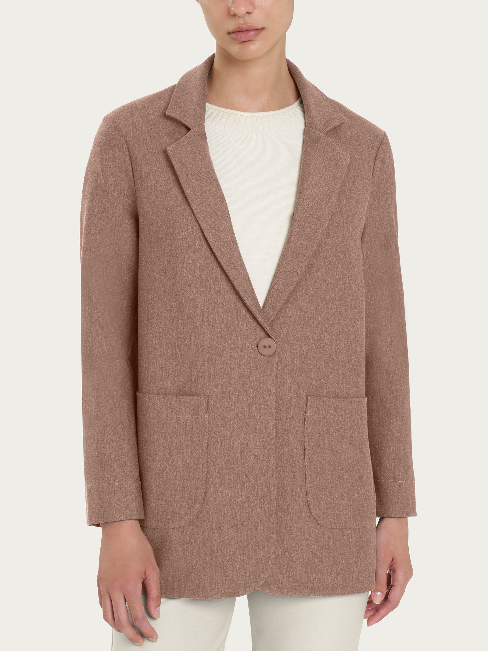 Ragno Compact Blazer giacca destrutturata marrone un bottone