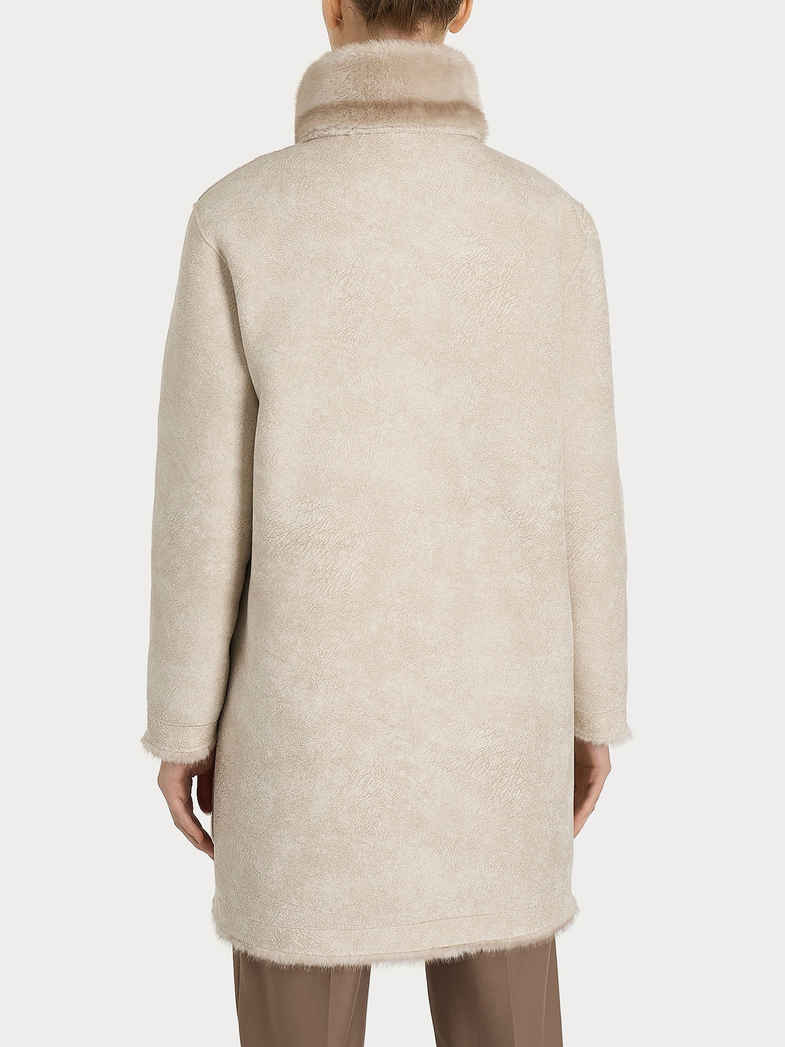 Ragno Cappotto Double-Face Vegan Fur Champignon con Cintura