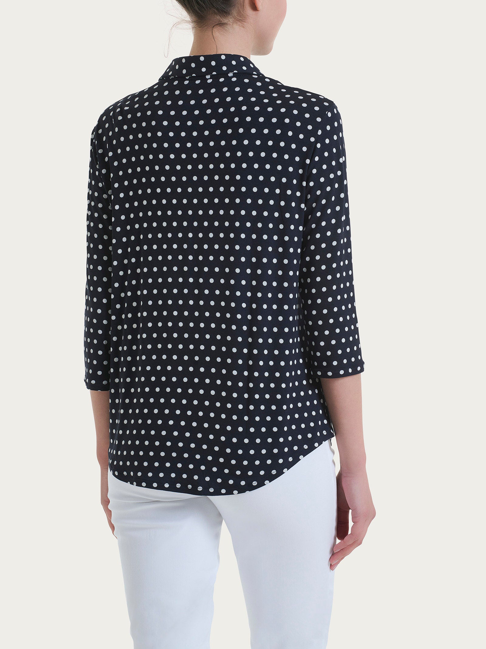 Ragno Viscosa Summer Camicia Donna Blu Pois Elasticizzata