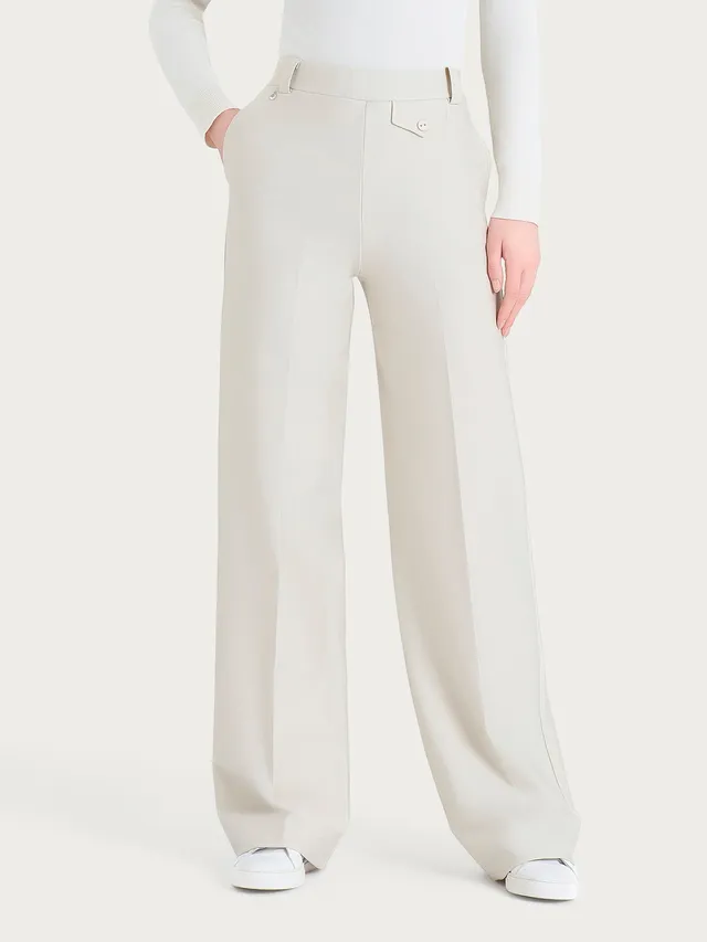 Ragno Compact Pantalone Palazzo Champignon Wide Leg