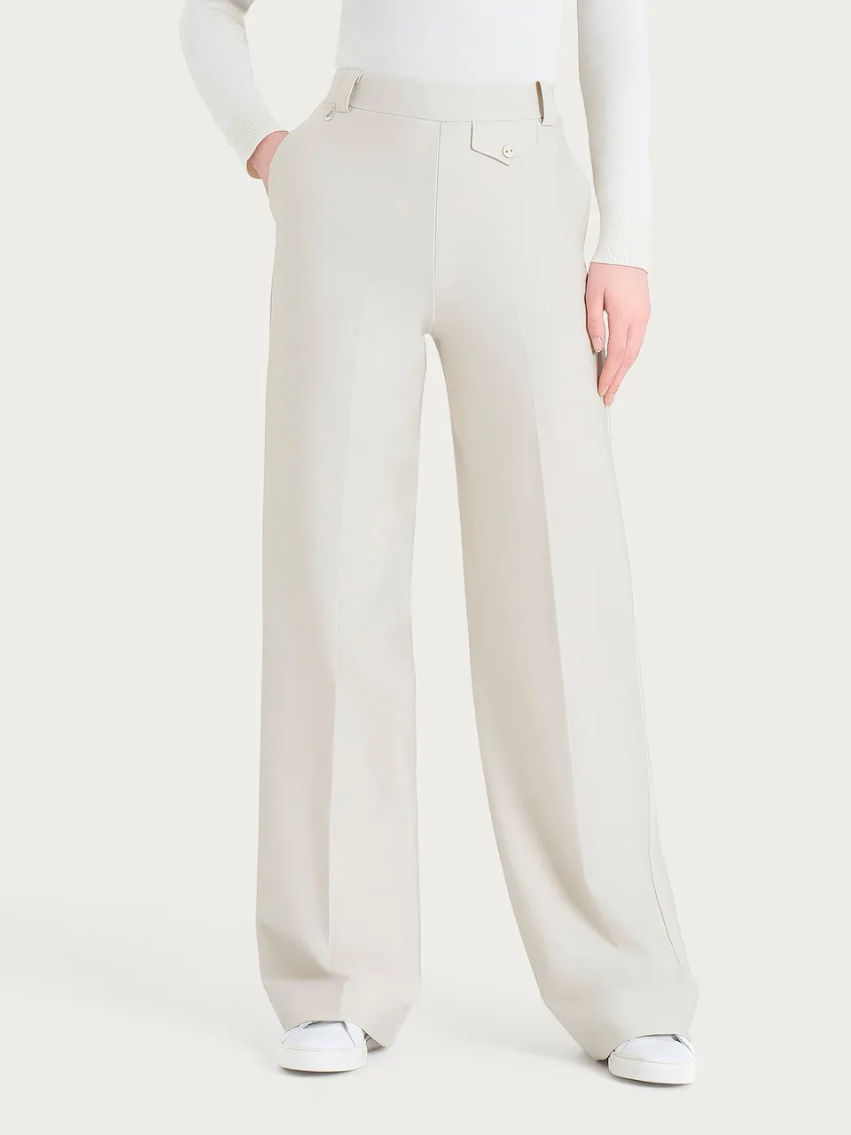 Ragno Compact Pantalone Palazzo Champignon Wide Leg
