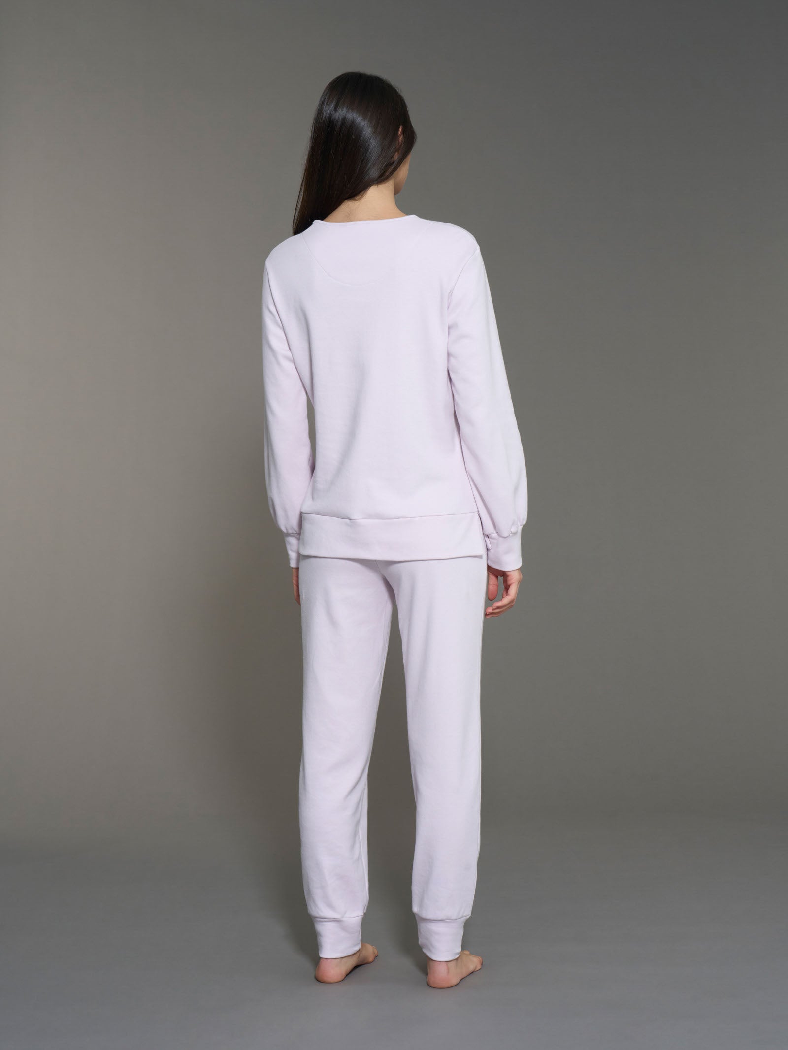 Ragno pigiama lungo cotone Lavender Fog scollo goccia