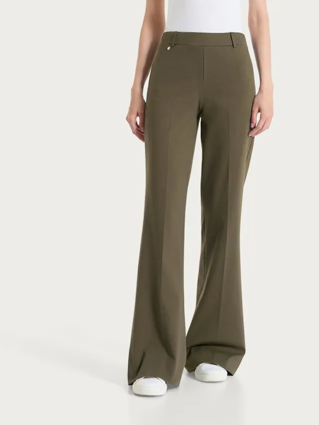 Ragno Compact Light Pantalone Flare Dark Olive scampanato