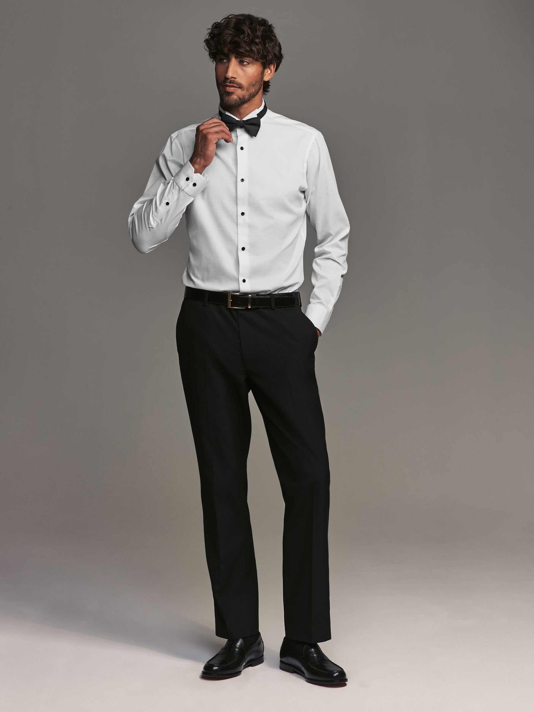 Next Camicia con Polsino Singolo camicia uomo slim con papillon