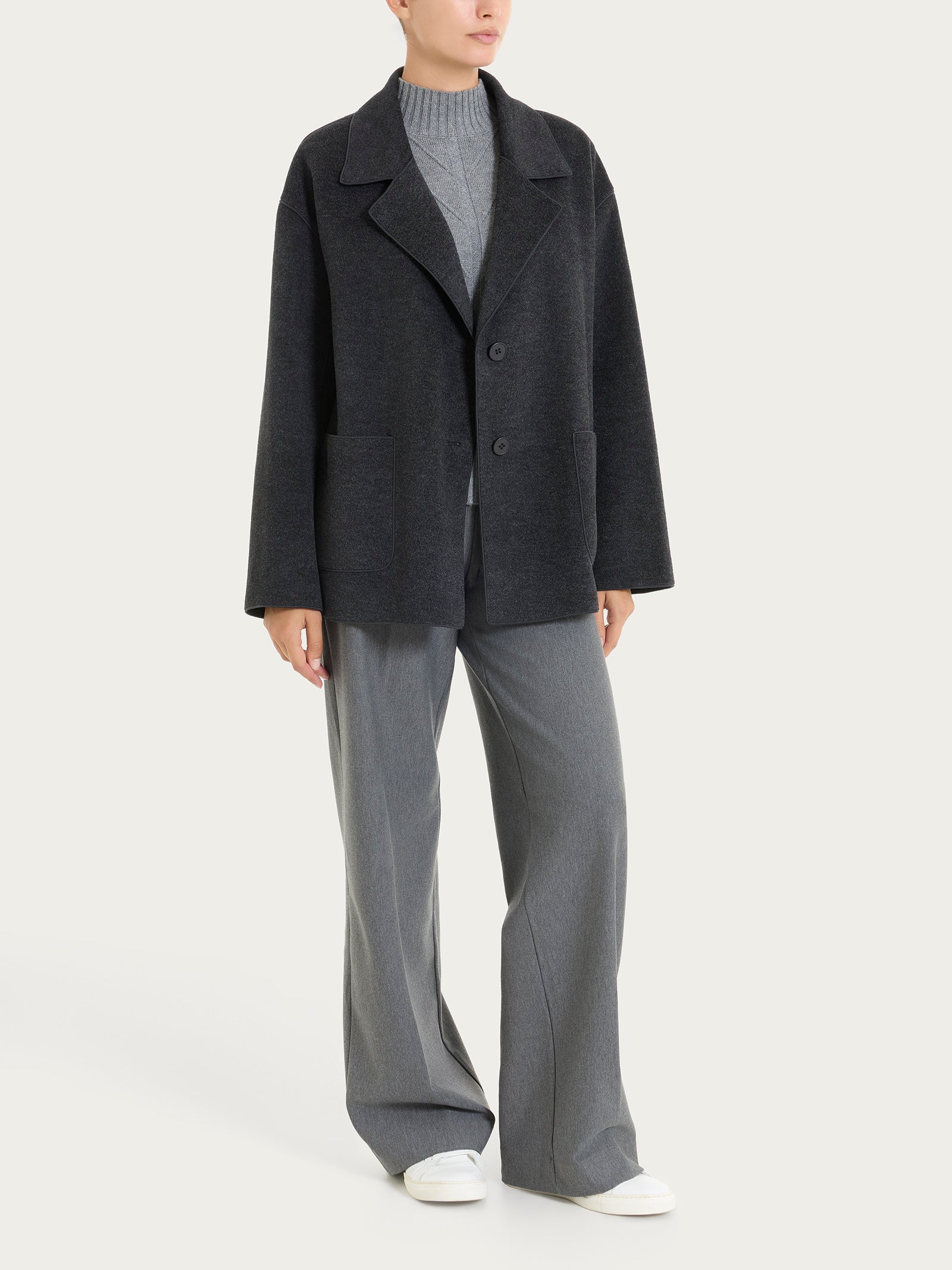 Ragno Vegan Wool Cappotto Caban Corto Oscuro Mel