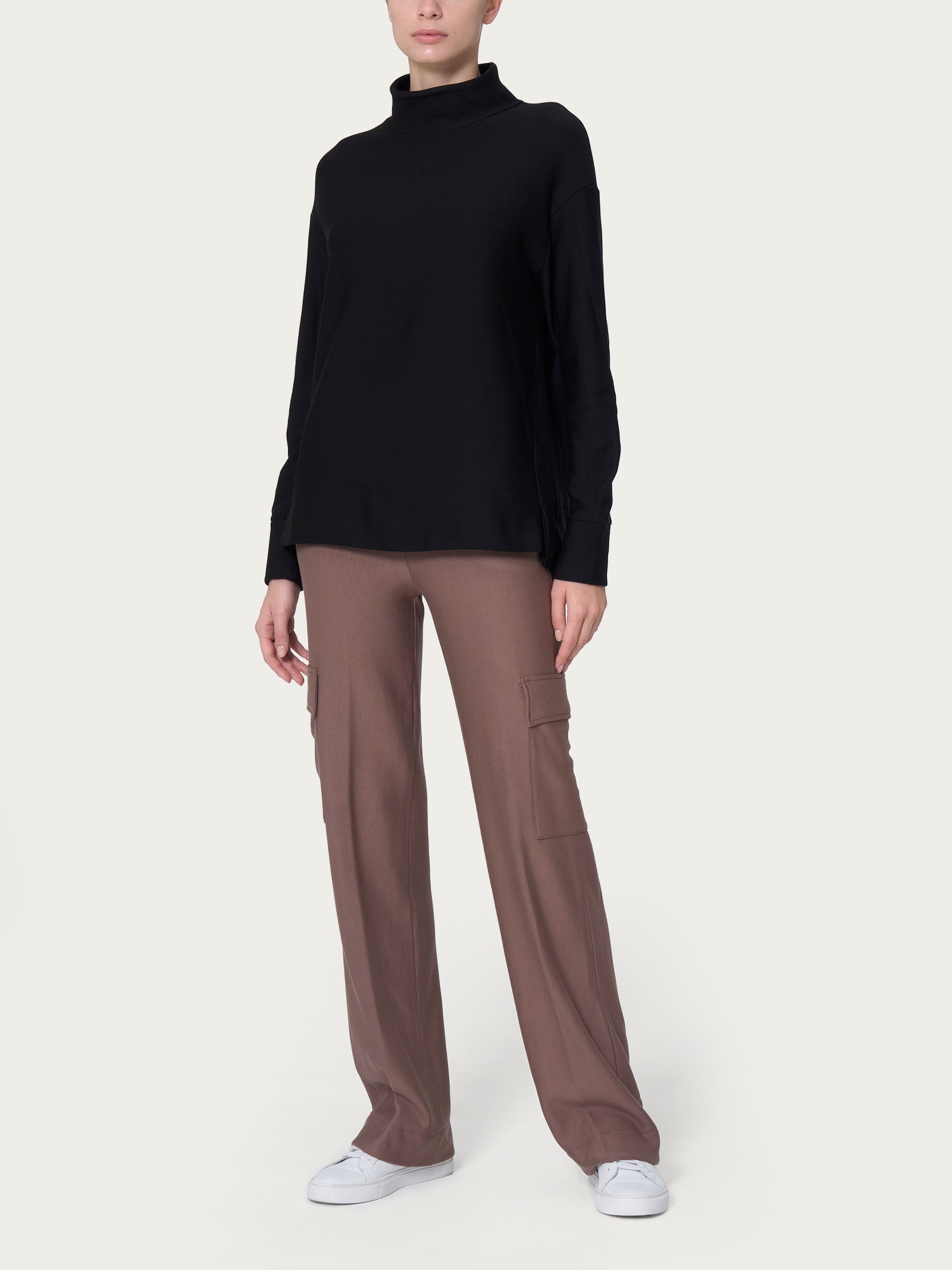 Ragno Relaxed Felpa Collo Alto Blu viscosa
