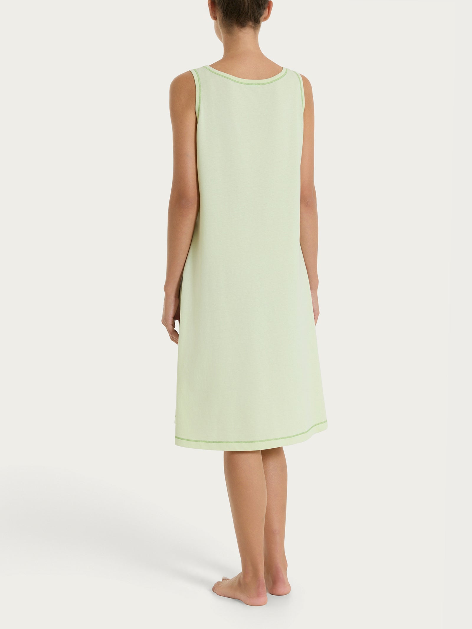 Ragno Jersey Cotone Camicia Notte Smanicata White Jade con Taschino