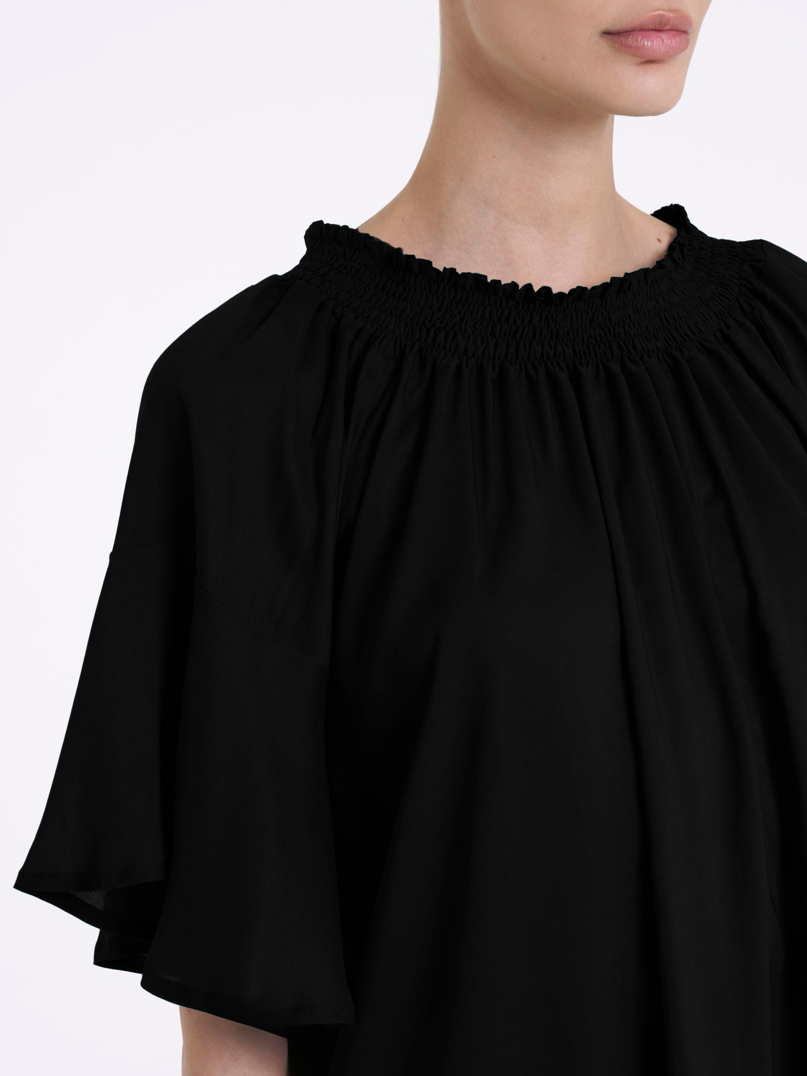 Ragno EcoSeta Maxi T-Shirt Viscosa Nero Arricciata