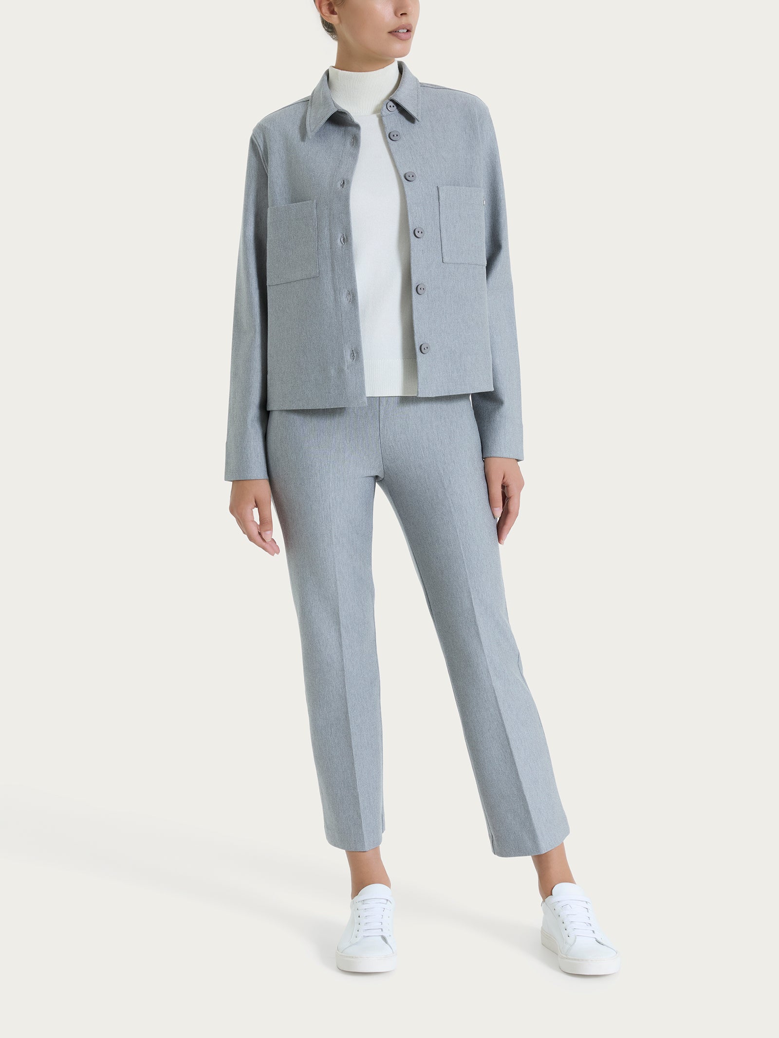 Ragno Compact Giacca Shacket Grigio Mel. Manica Lunga