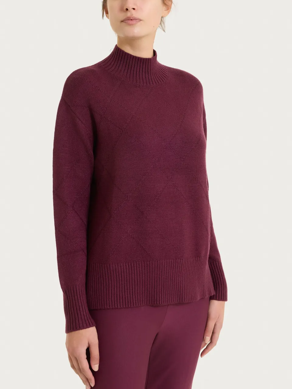 Ragno Super Soft Lupetto Check Maglia Donna Viola Fig