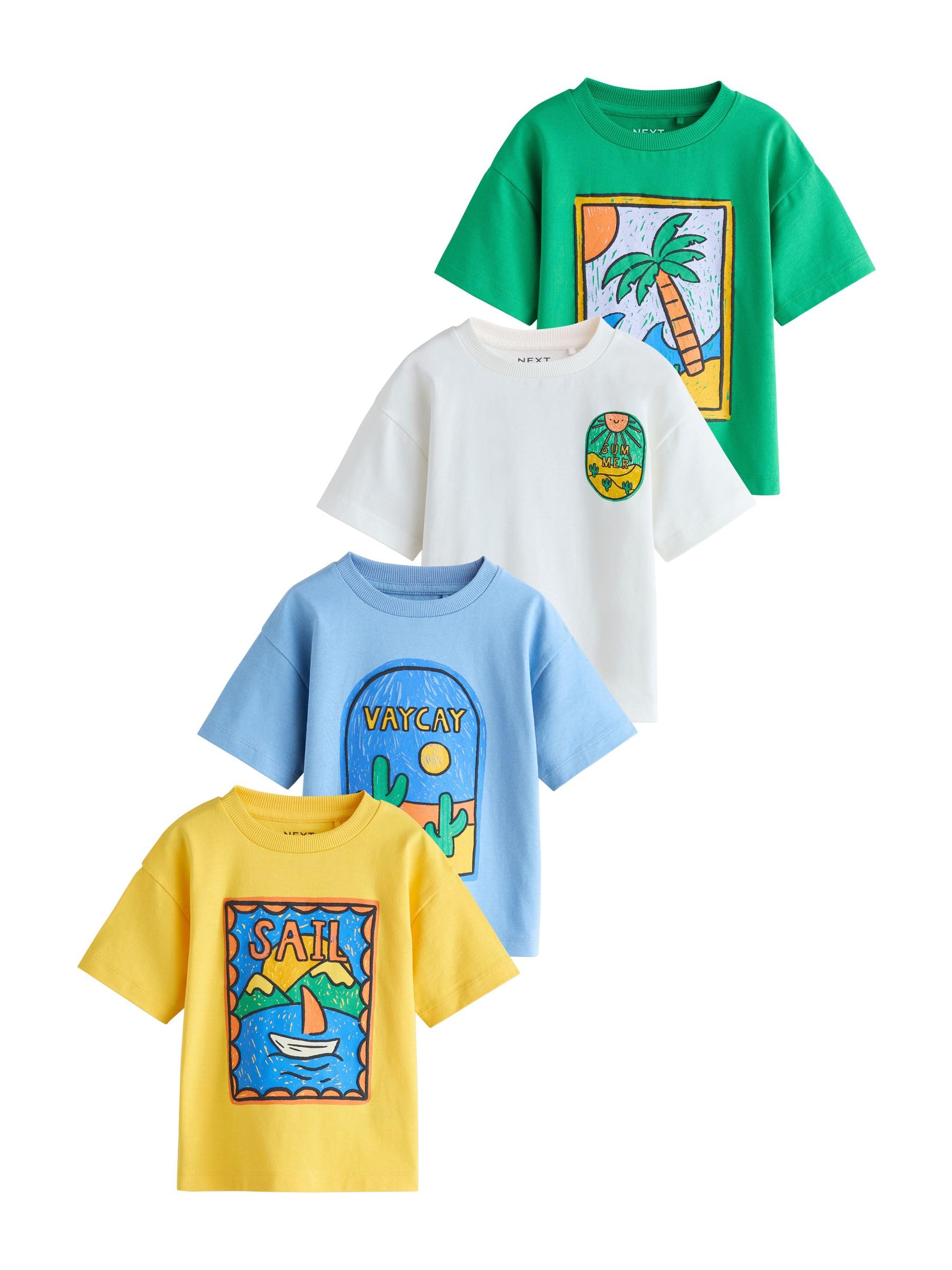 Next T-Shirt Bambino Manica Corta 92-98 4 Pezzi Grafica