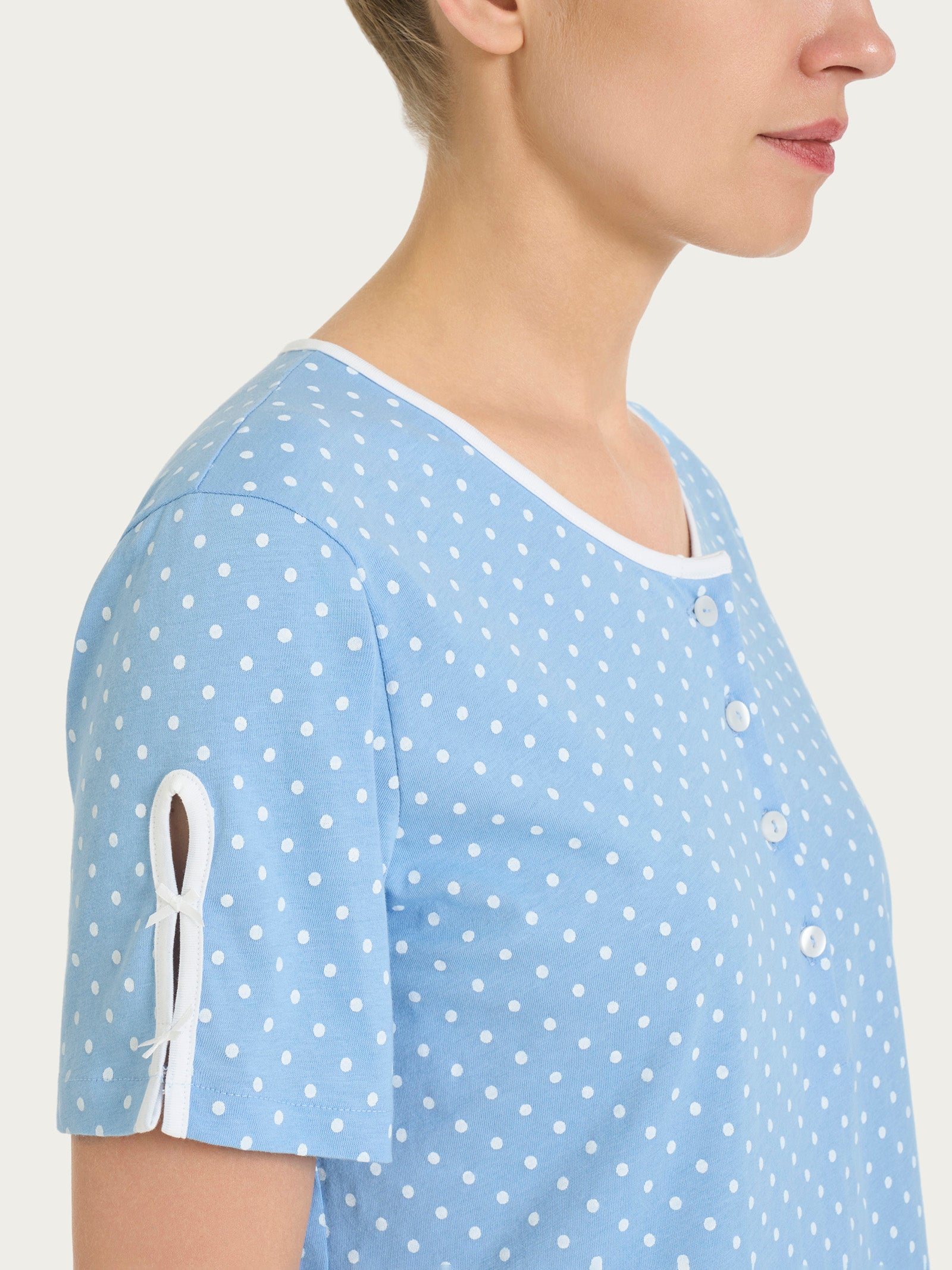 Ragno Jersey Cotone Pigiama Pois Blu manica corta