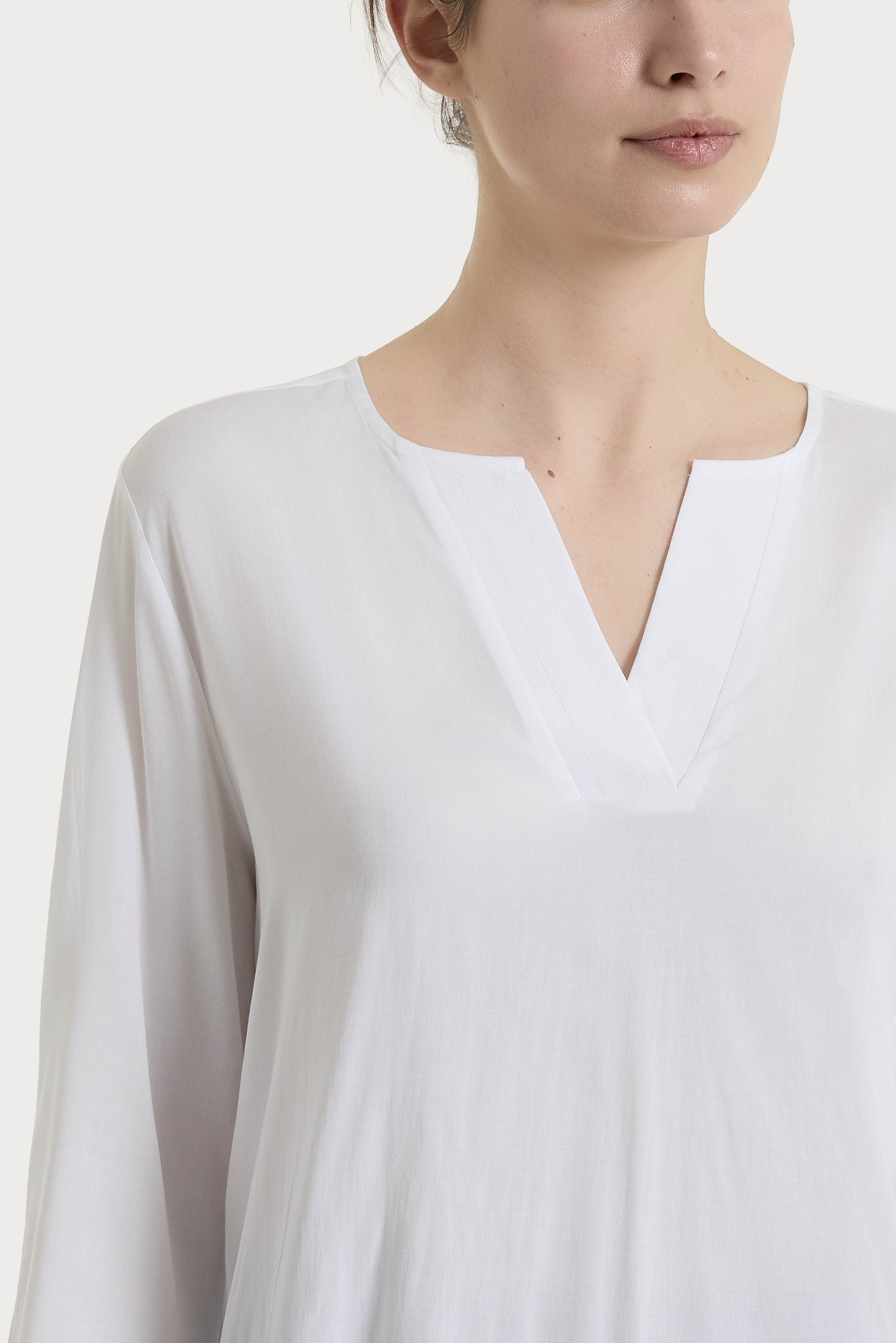 Ragno Voile Stretch Blusa Scollo a V Bianca viscosa