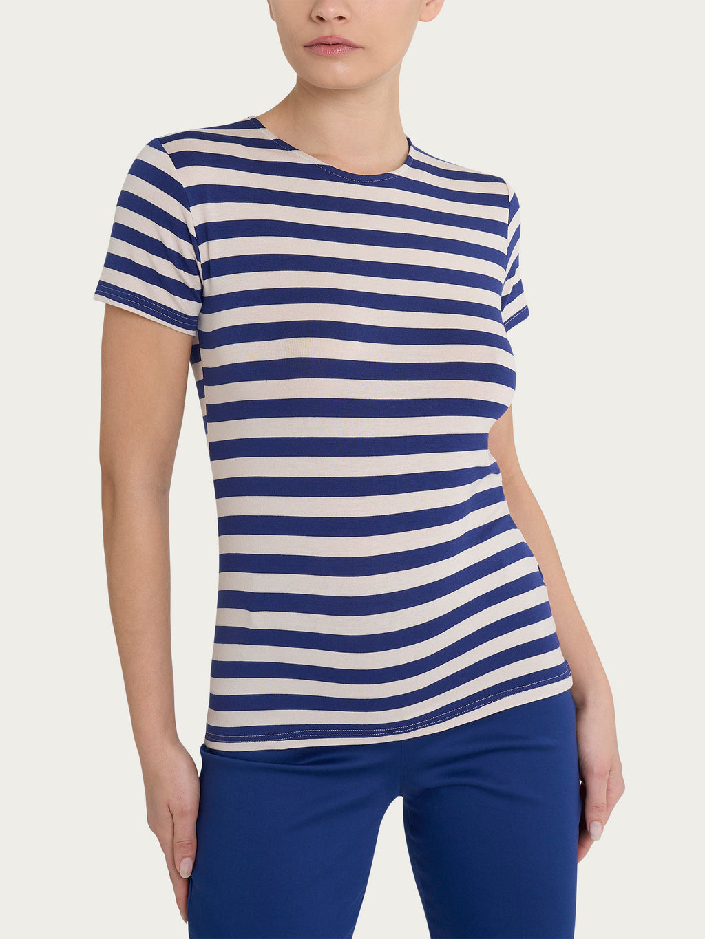 Ragno Viscosa Summer Righe Maglietta Blueberry Corta
