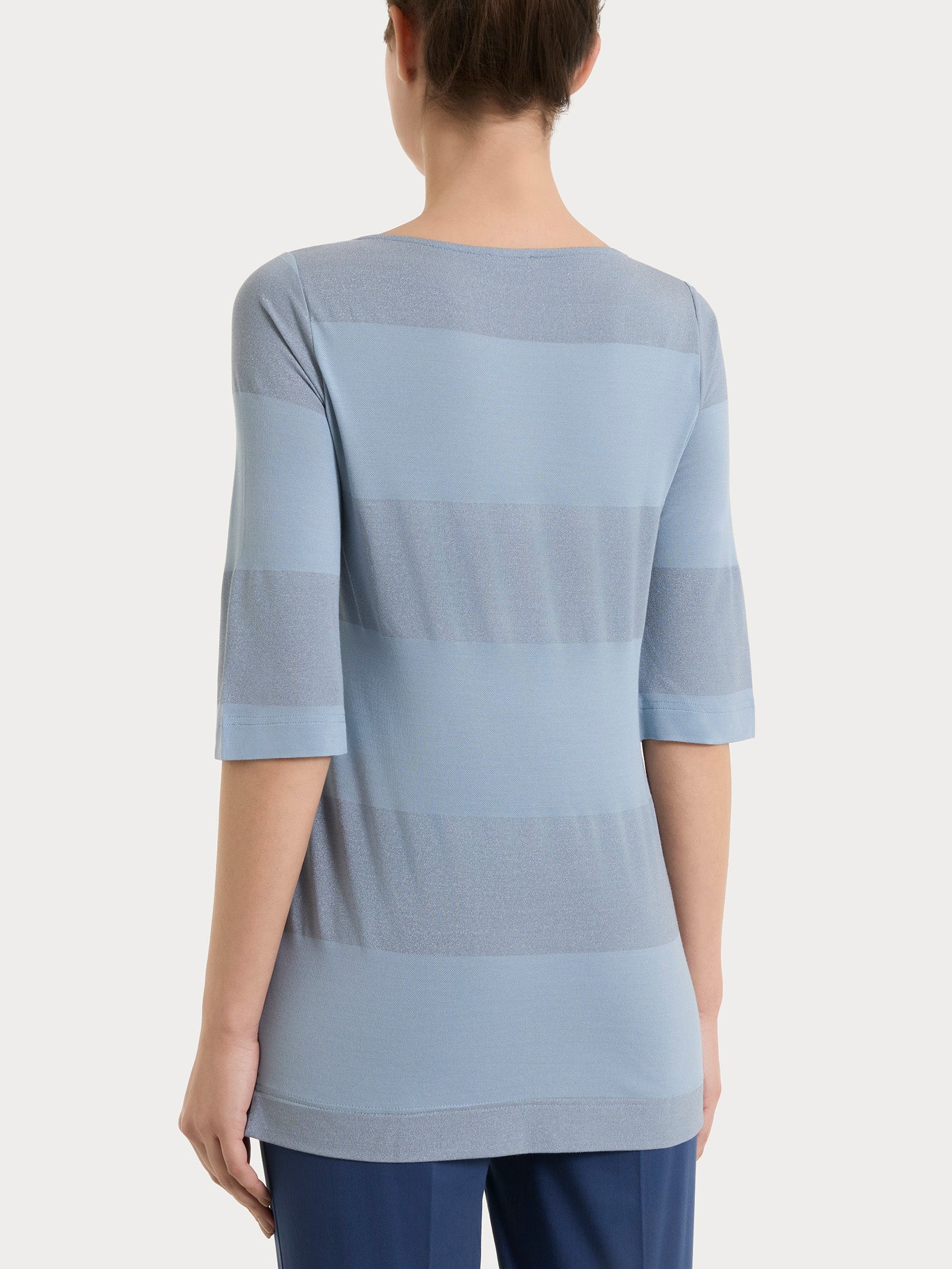 Ragno Summer Light Maglietta Righe Lurex Dusty Blue
