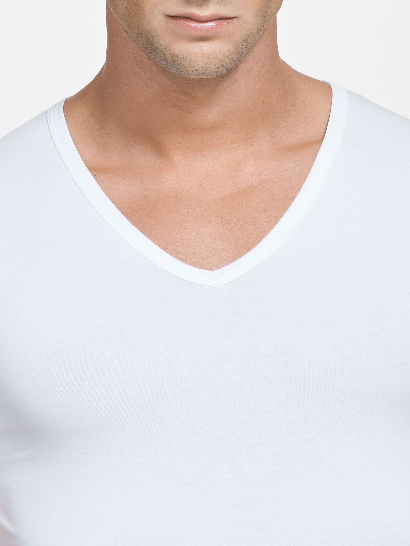 Ragno Hi-Tech maglietta cotone uomo scollo V bianco