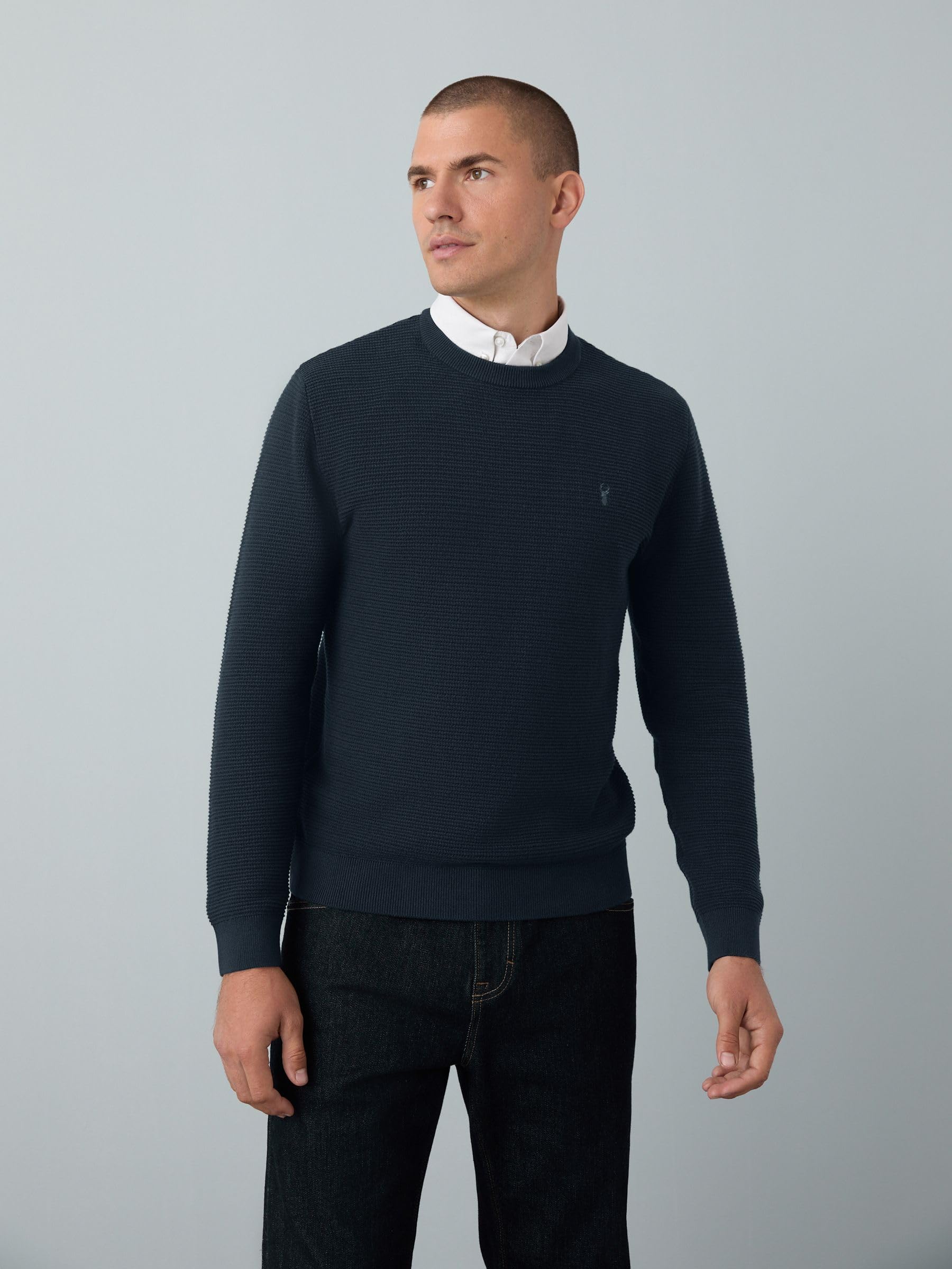 Next Oxford Testurizzata camicia uomo M blu navy regular