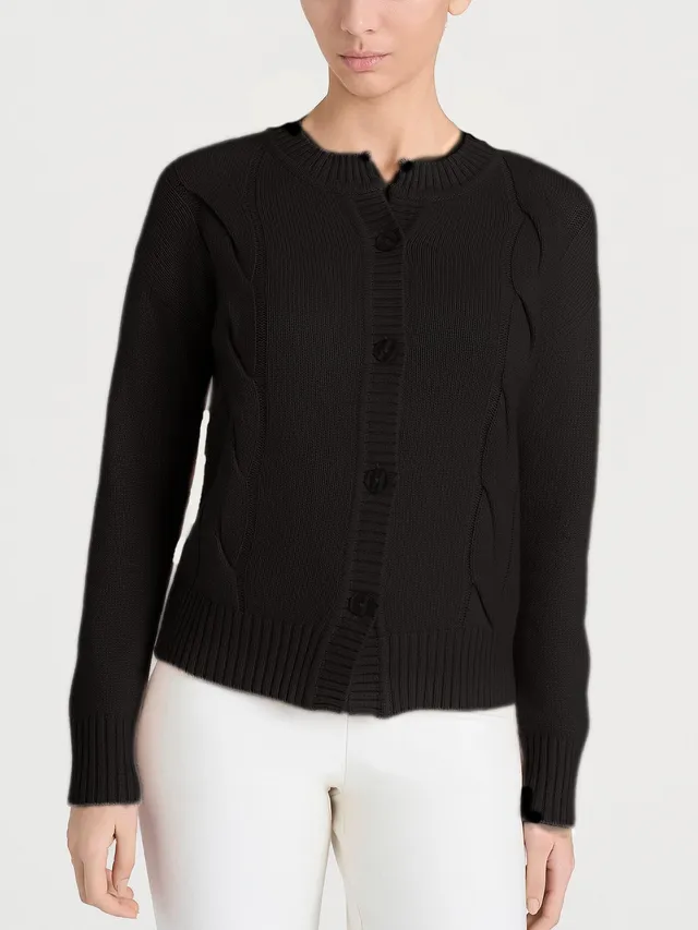 Ragno Natural Soft cardigan corto trecce nero
