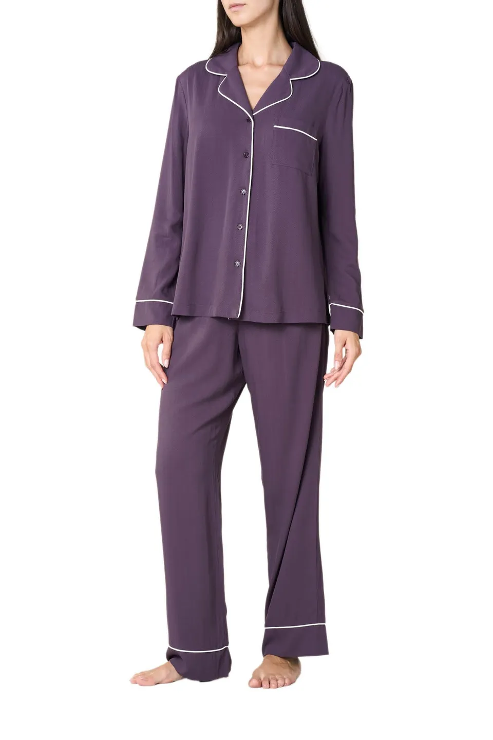 Goldenpoint Pigiama Lungo Satin Abbottonato Maniche Lunghe