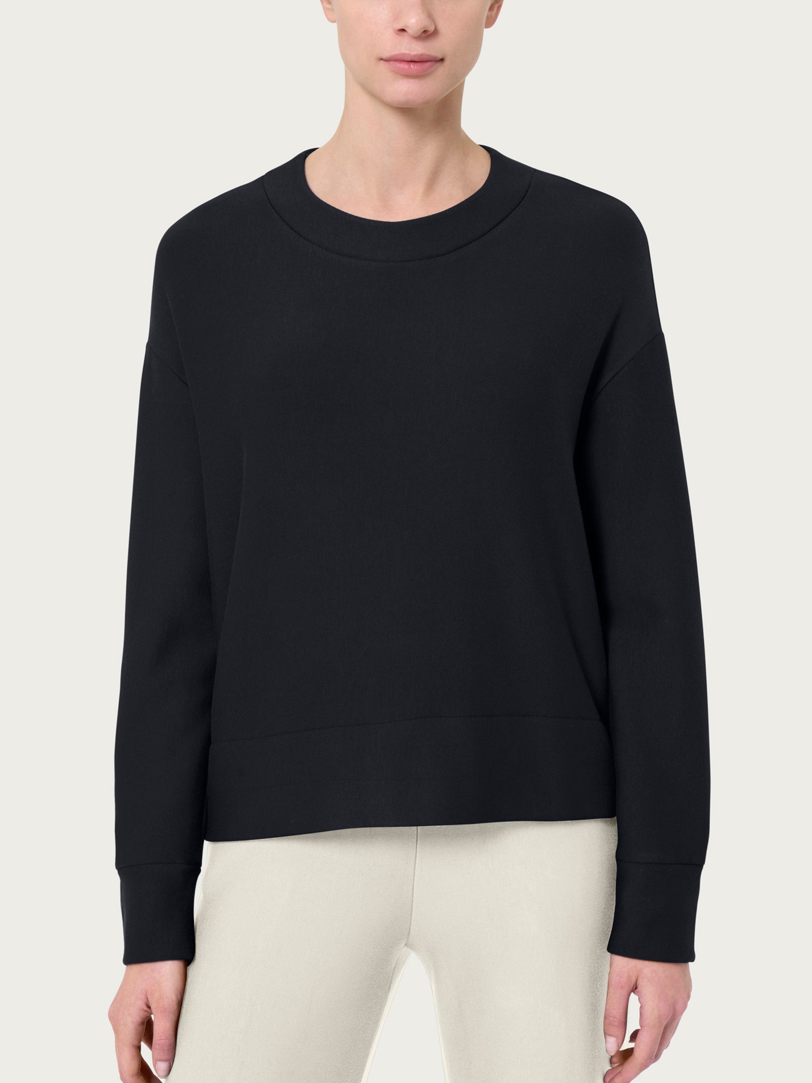 Ragno Comfort Felpa Girocollo Corta Nera Viscosa