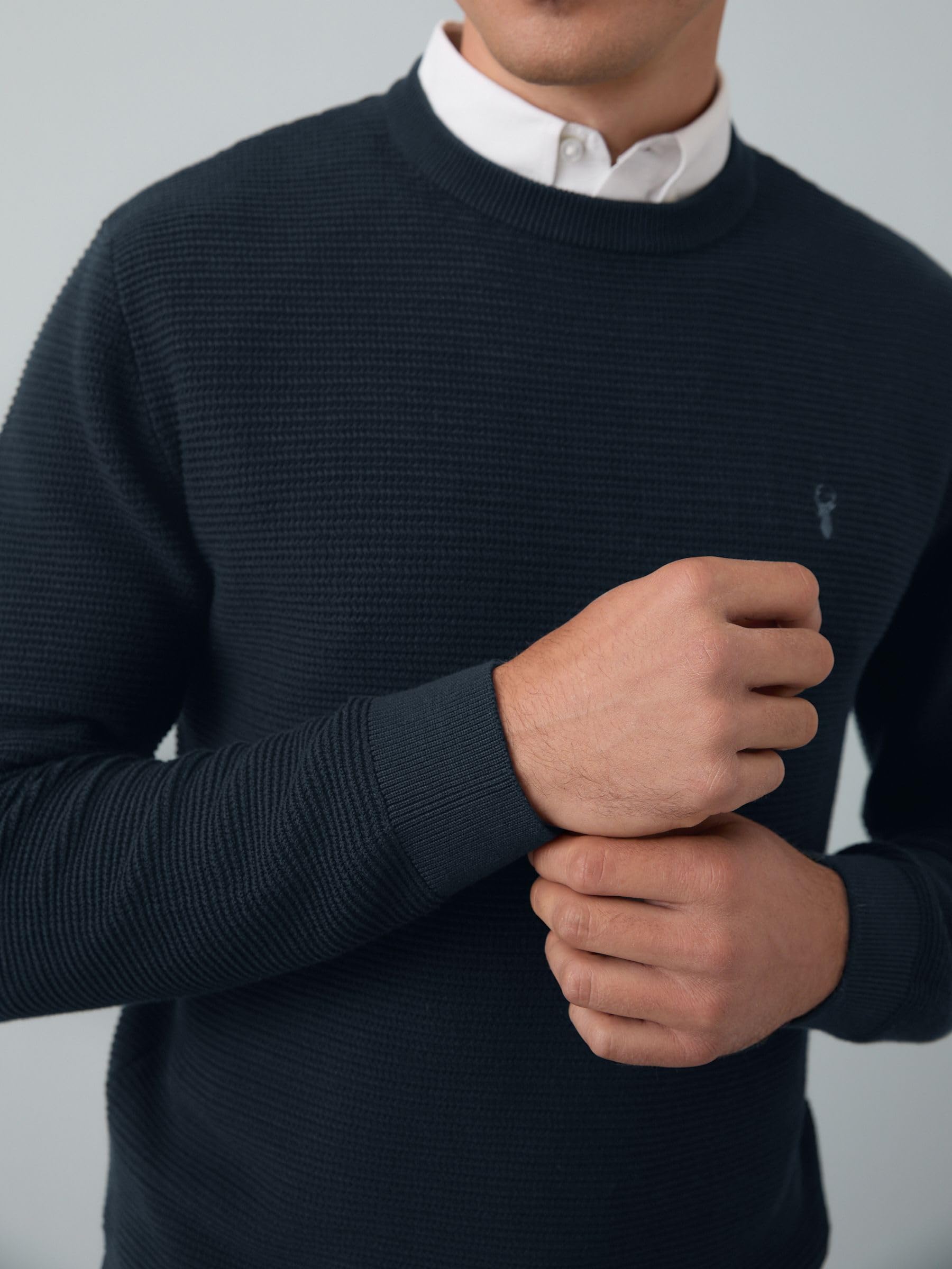 Next Oxford Testurizzata camicia uomo M blu navy regular