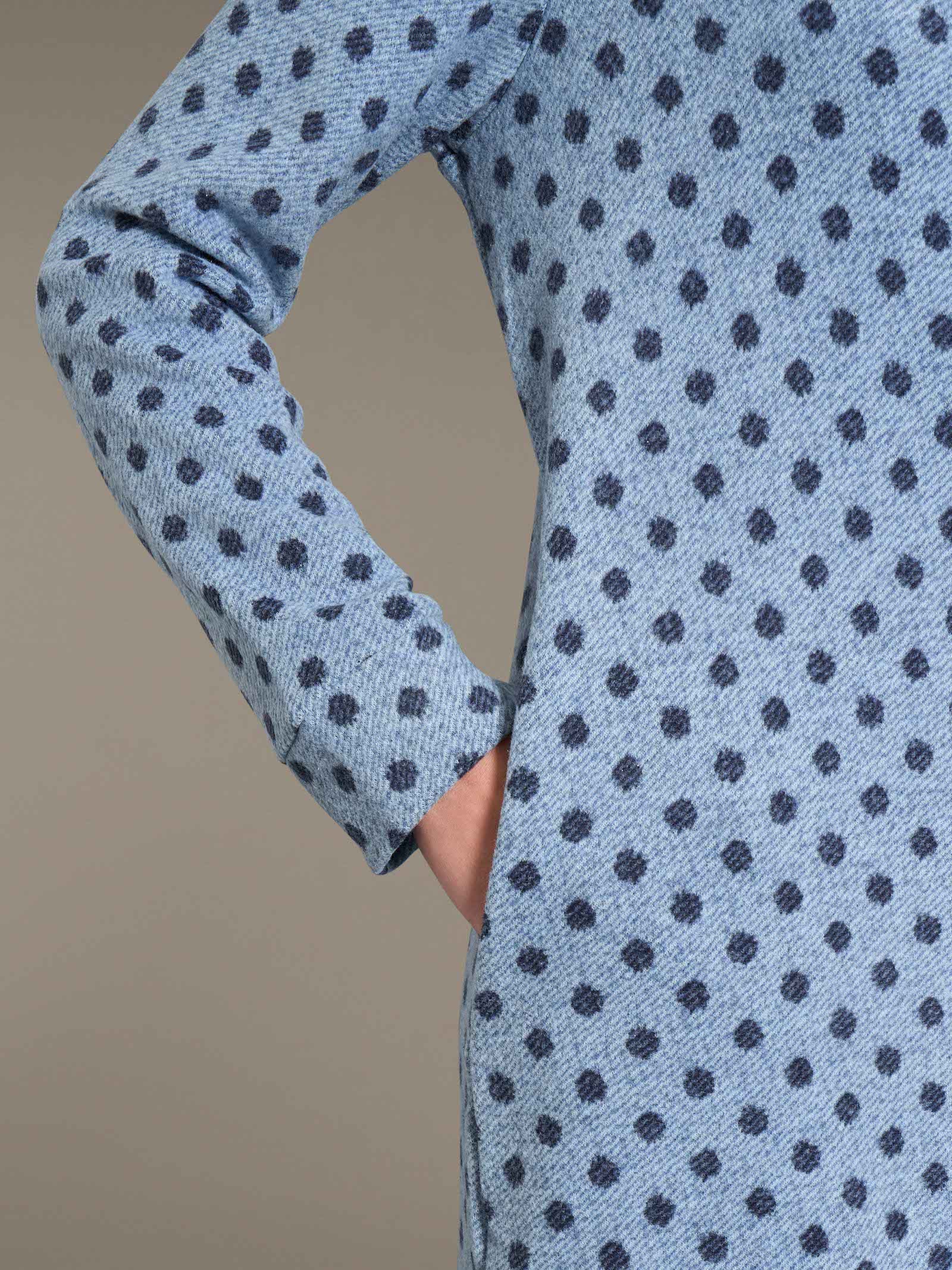 Ragno Cotton Eco Pile Vestaglia Aperta con Collo Alto a Pois Delavé