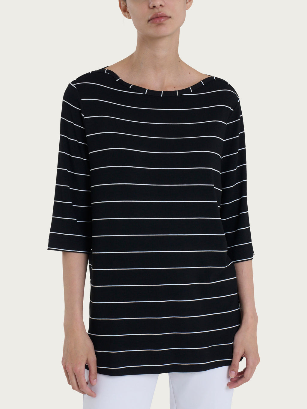 Ragno Viscosa Summer Soft maglia righe nere manica 3/4