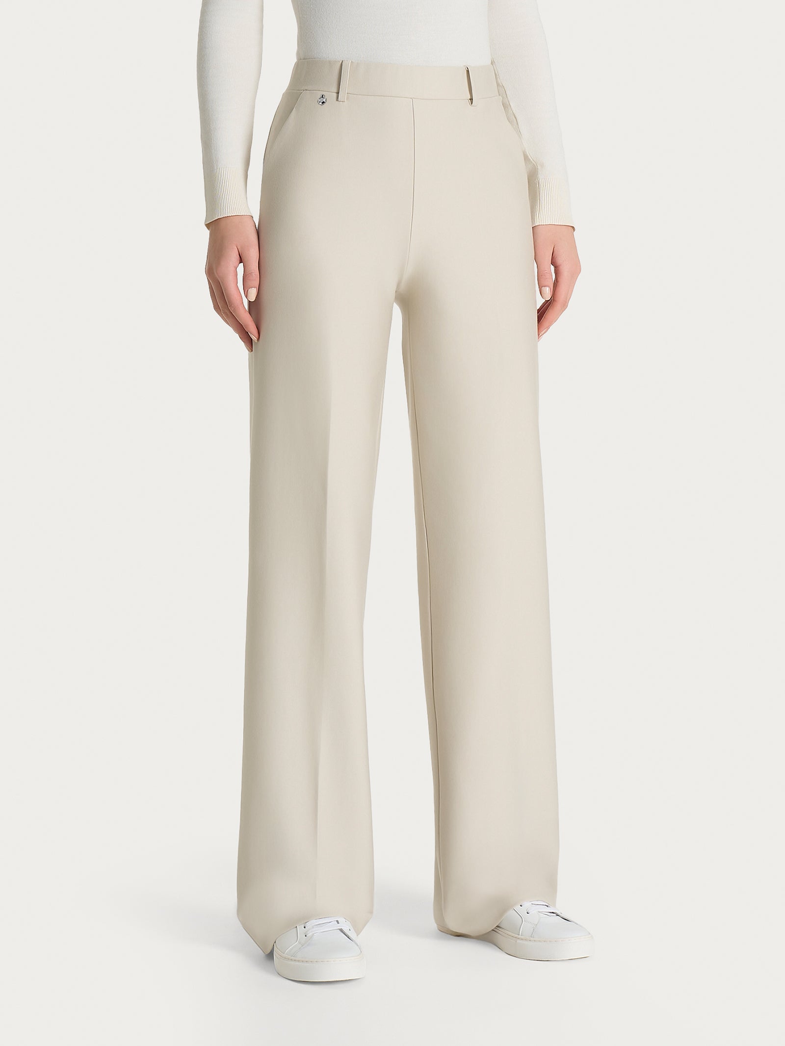 Ragno Compact Pantalone Palazzo Champignon tasche elasticizzato
