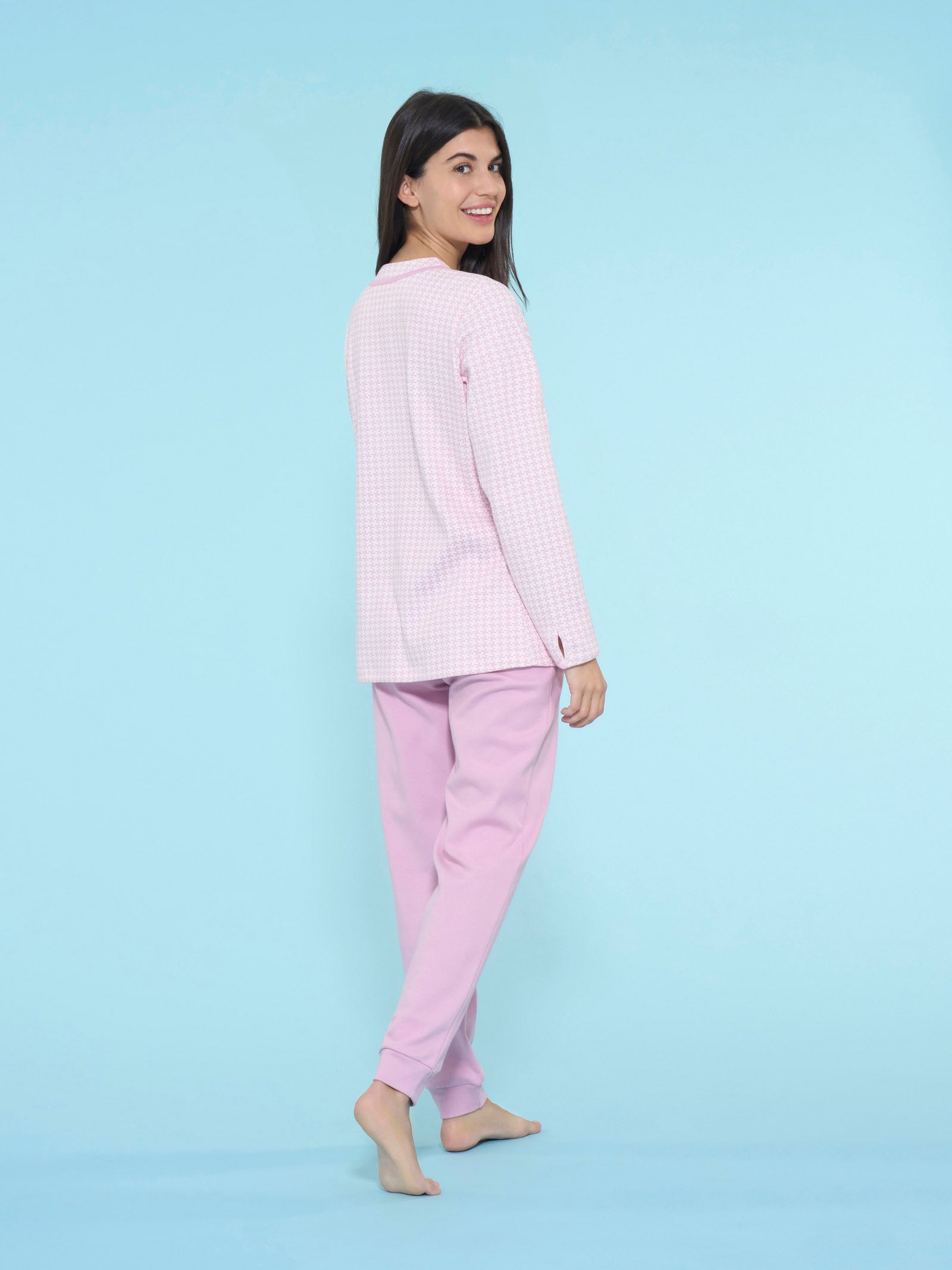 Ragno Interlock pigiama serafino cotone mauve mist